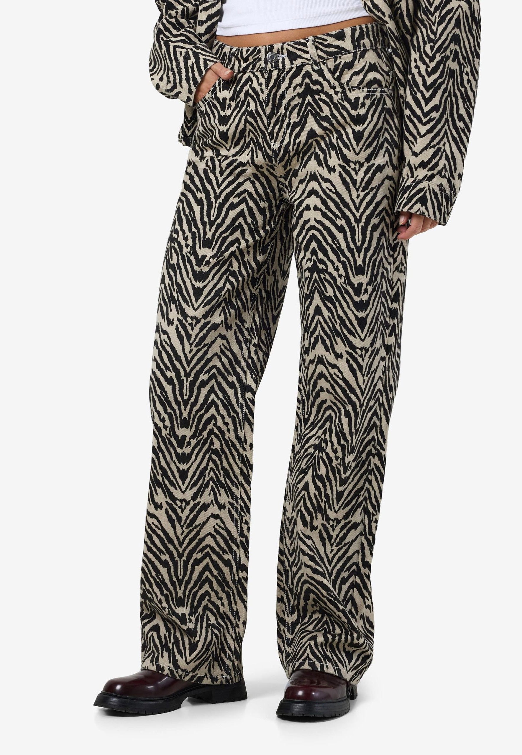 Noisy May - Marley Straight Zebra Ecru - Jeans | Women-Image