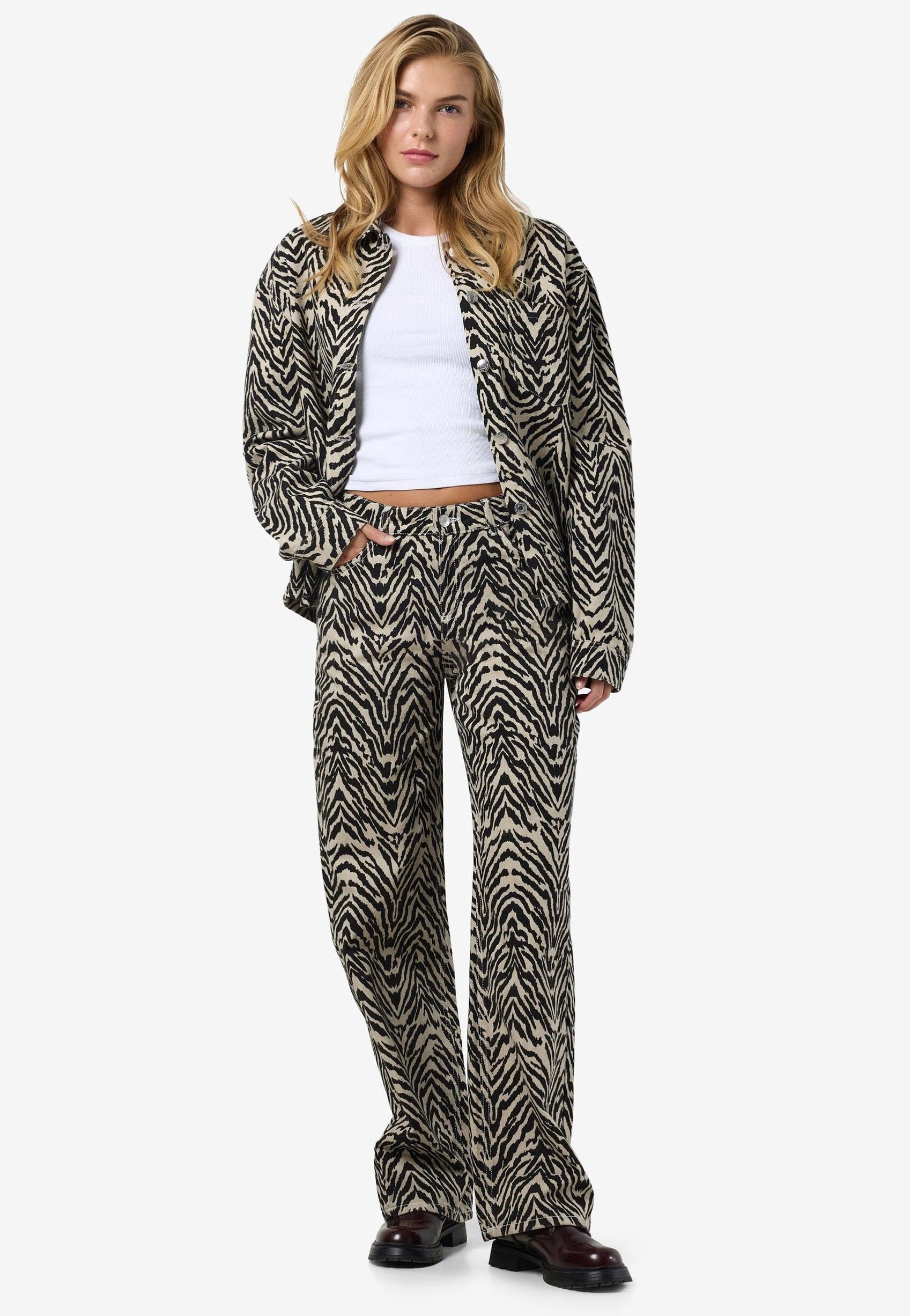 Noisy May - Marley Straight Zebra Ecru - Jeans | Women-Image