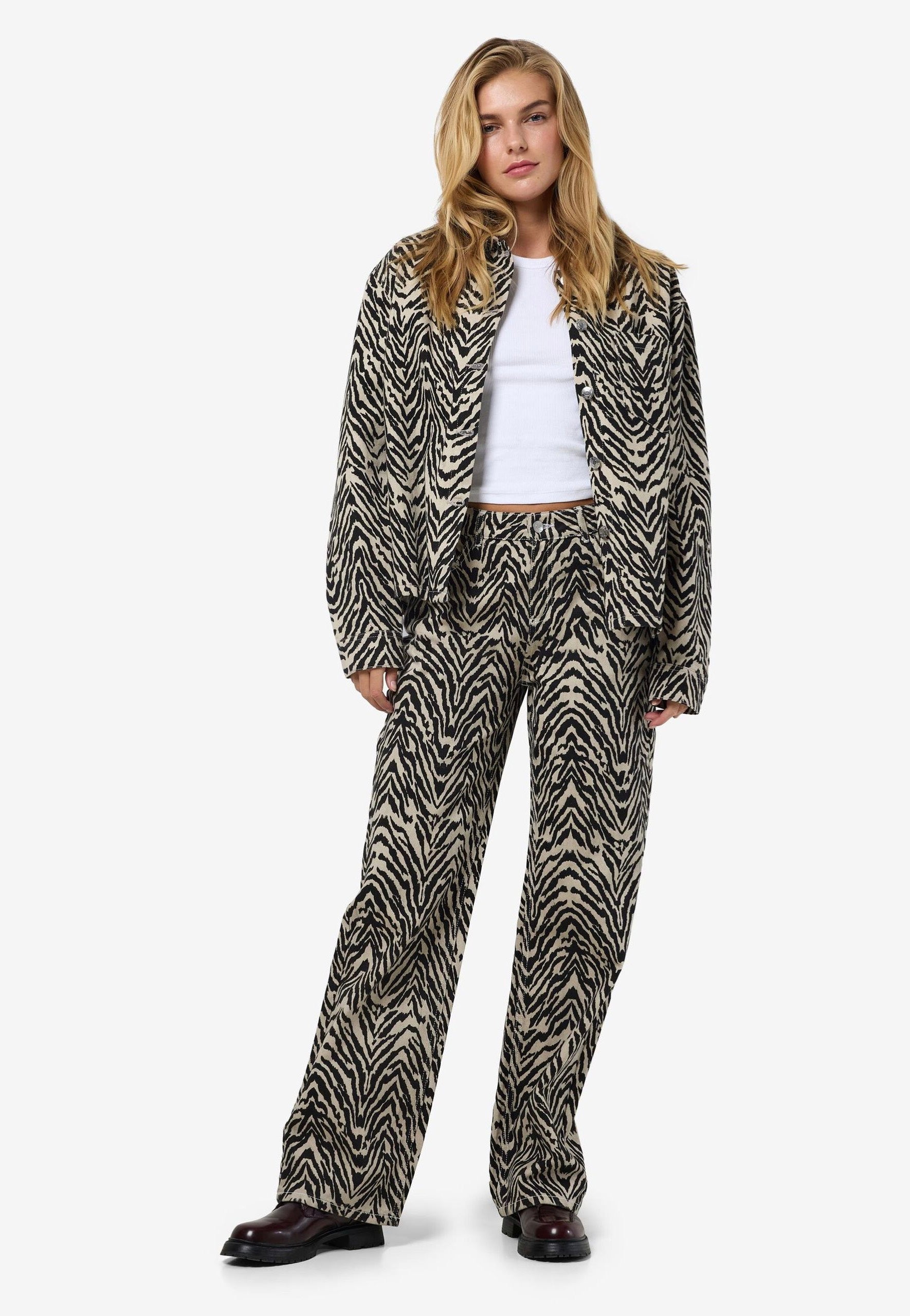 Noisy May - Marley Straight Zebra Ecru - Jeans | Women-Image