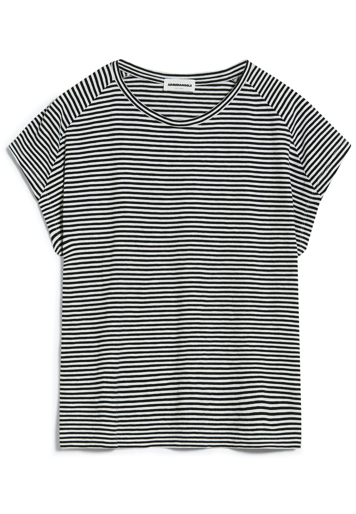 Armedangels - Oneliaa Lovely Stripes Black-Oatmilk - T-Shirt | Women-Image