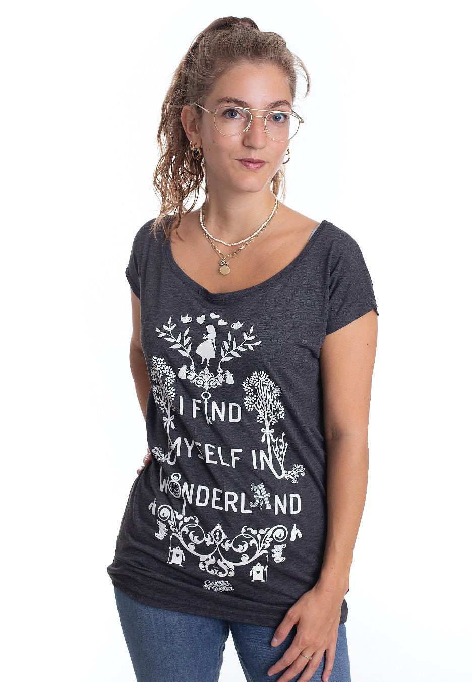 Alice In Wonderland - I Find Myself In Wonderland Grey - Girly | Women-Image