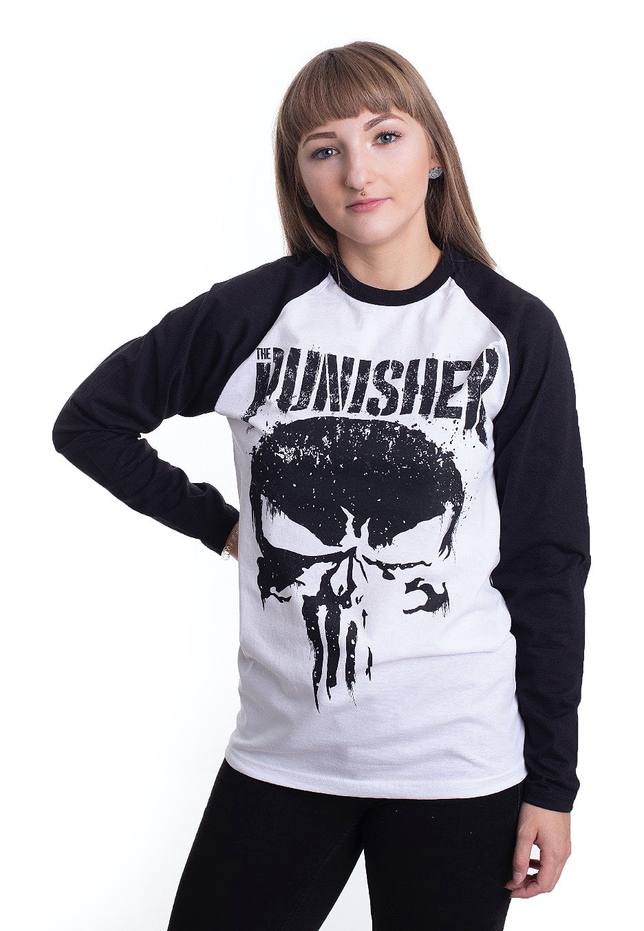 The Punisher - Big Skull White - Longsleeve | Women-Image