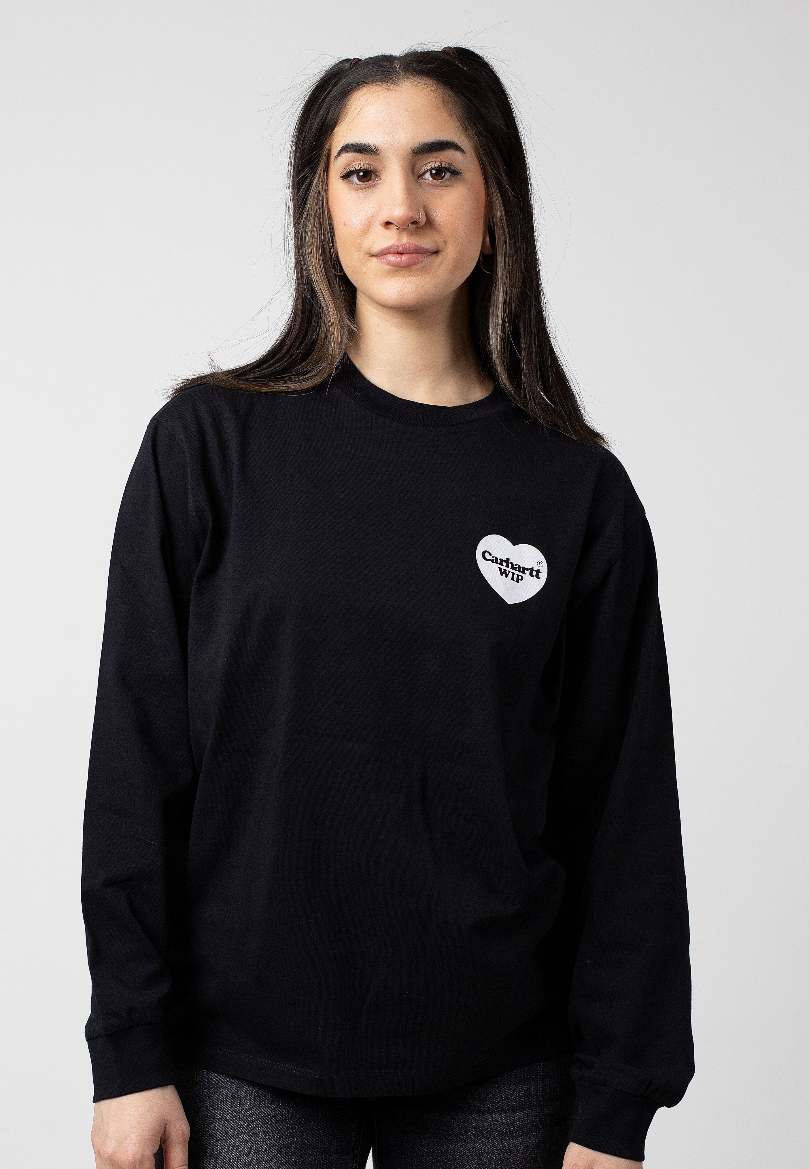 Carhartt WIP - W' L/S Heart Bandana Stone Washed Black/White - Longsleeve | Women-Image