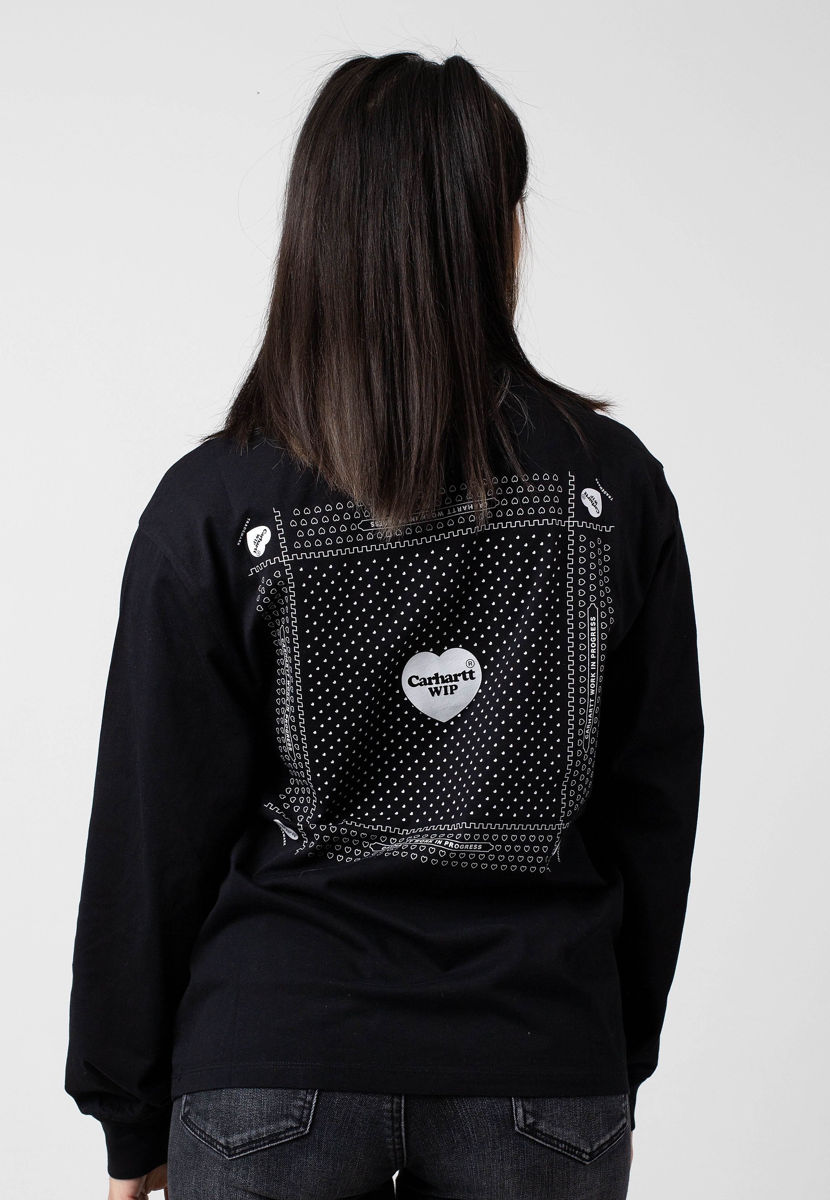 Carhartt WIP - W' L/S Heart Bandana Stone Washed Black/White - Longsleeve | Women-Image