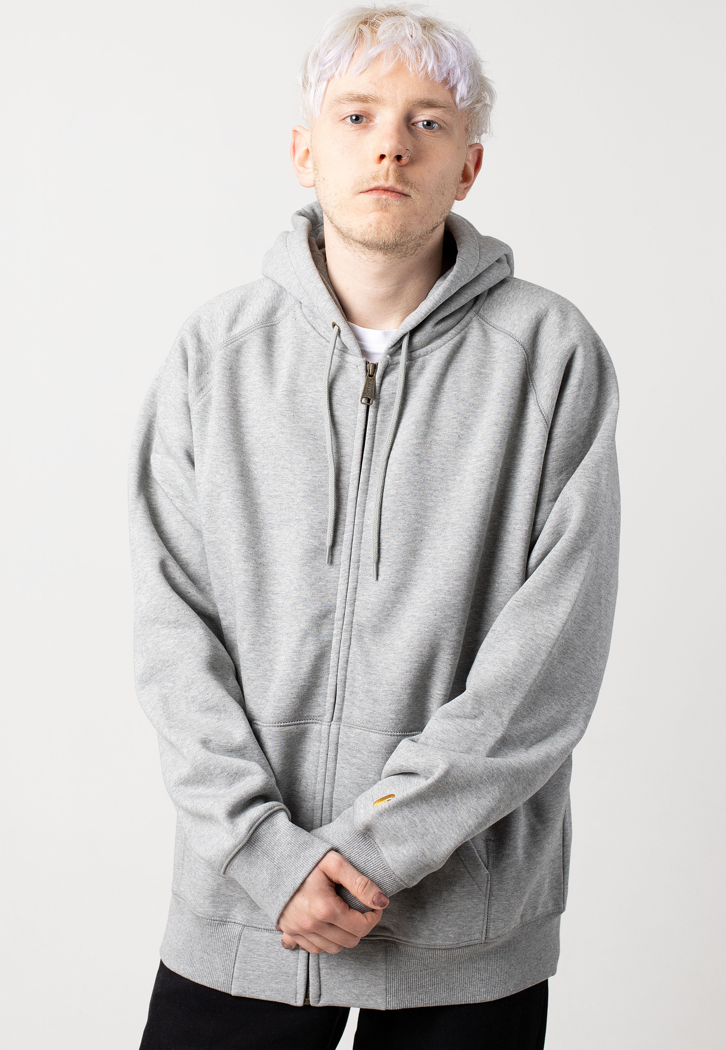 Carhartt WIP - Hooded Chase Grey Heather/Gold - Zipper | Men-Image