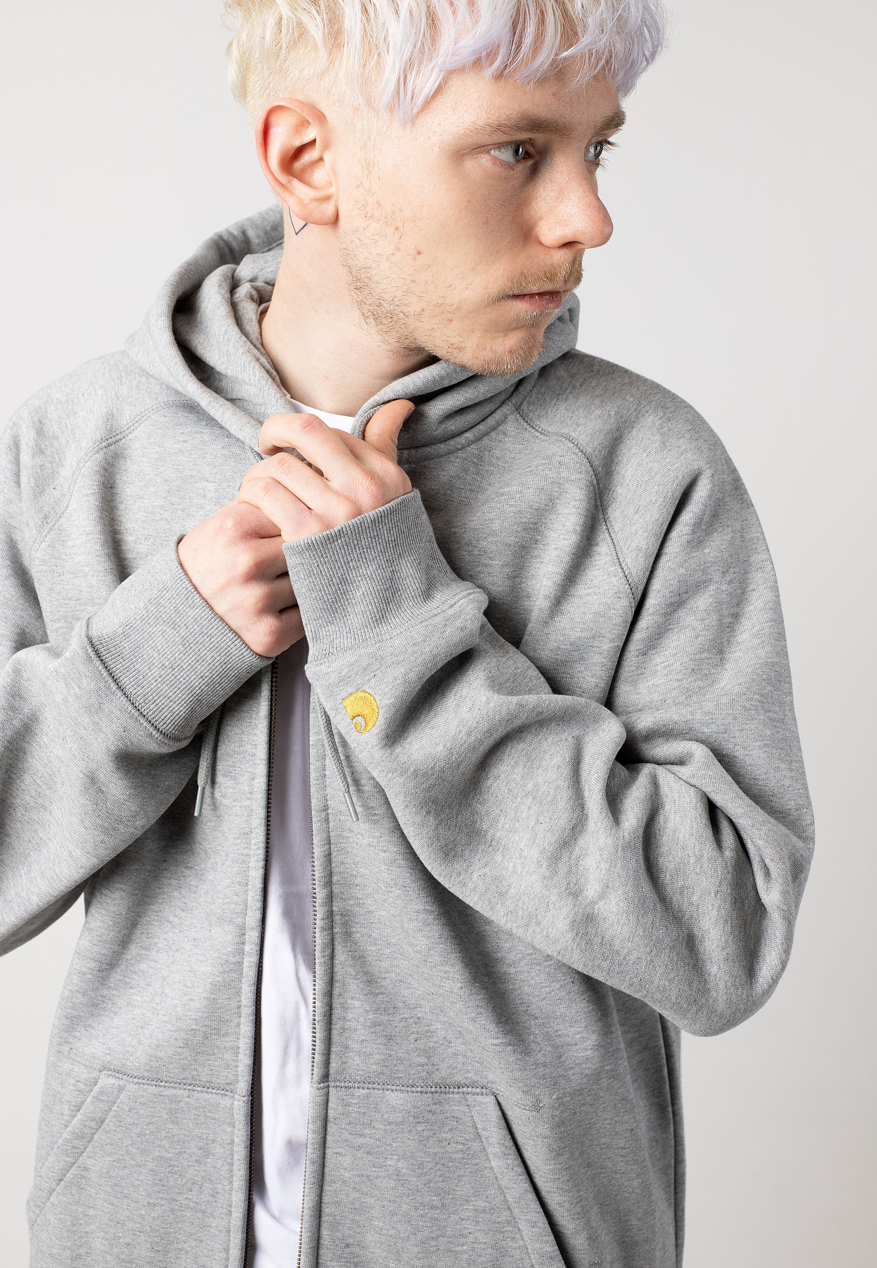 Carhartt WIP - Hooded Chase Grey Heather/Gold - Zipper | Men-Image