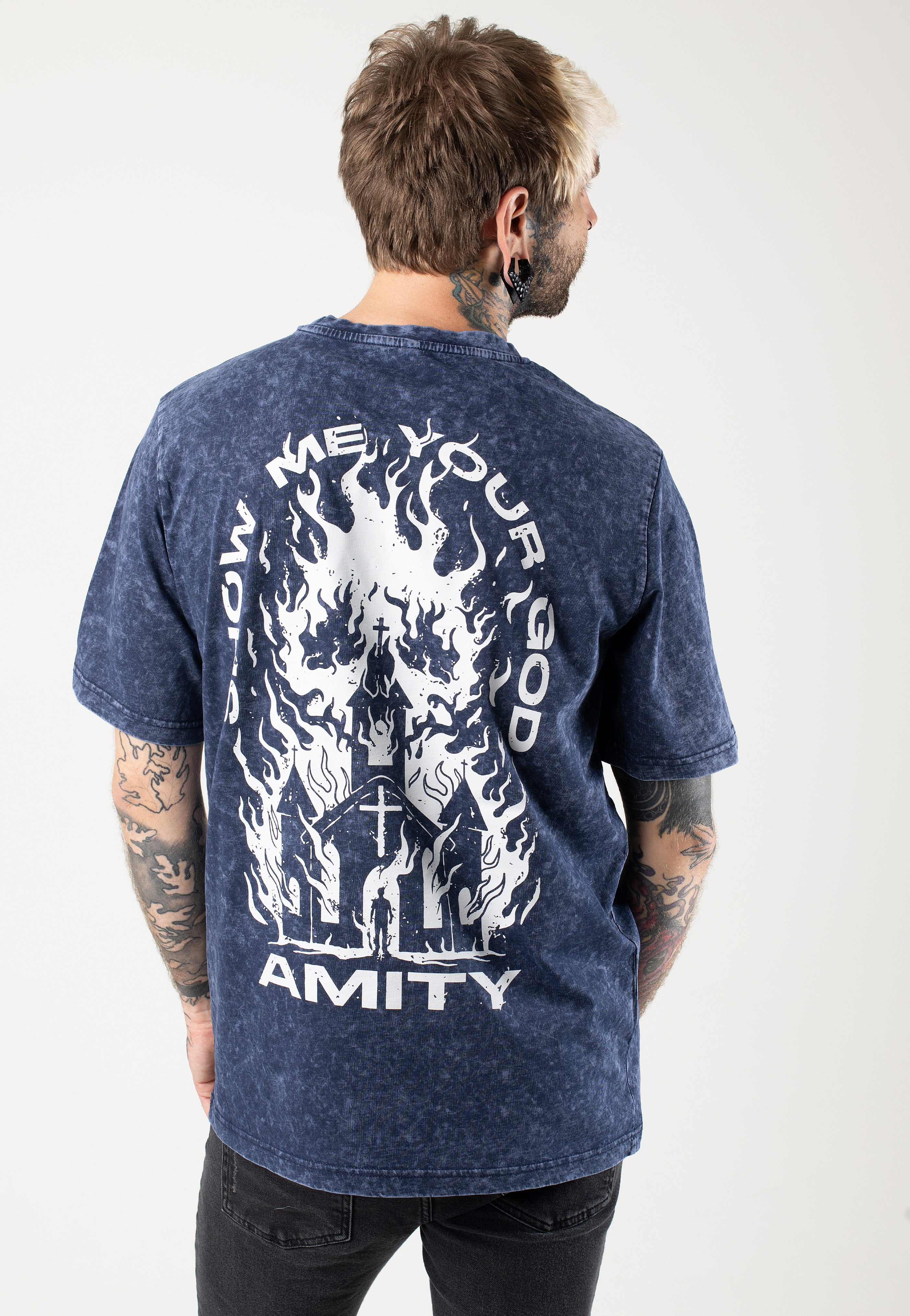 The Amity Affliction - Show Me Your God Indigo/White Acid - T-Shirt | Men-Image