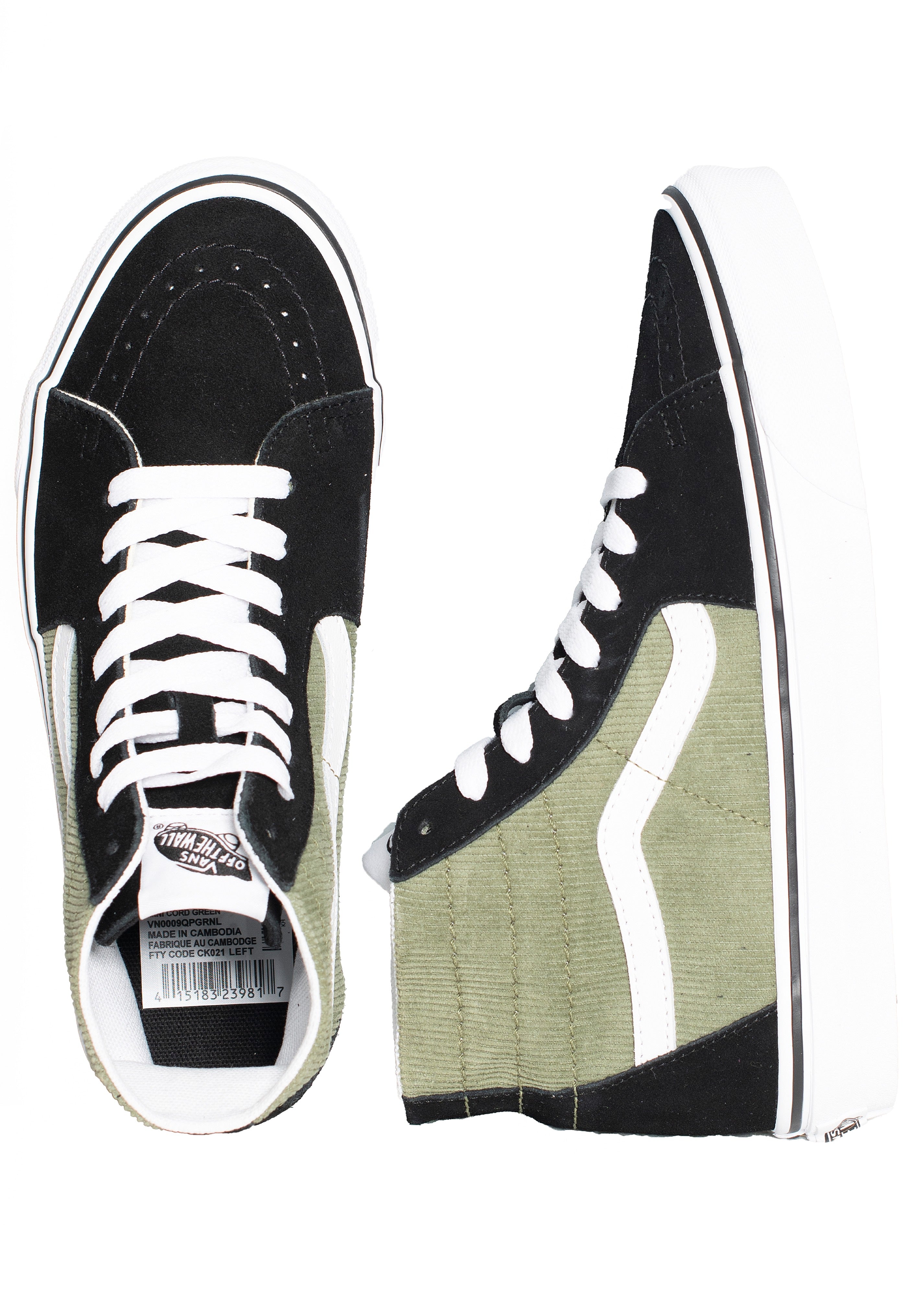 Vans - Sk8-Hi Tapered Mini Cord Green - Girl Shoes | Women-Image