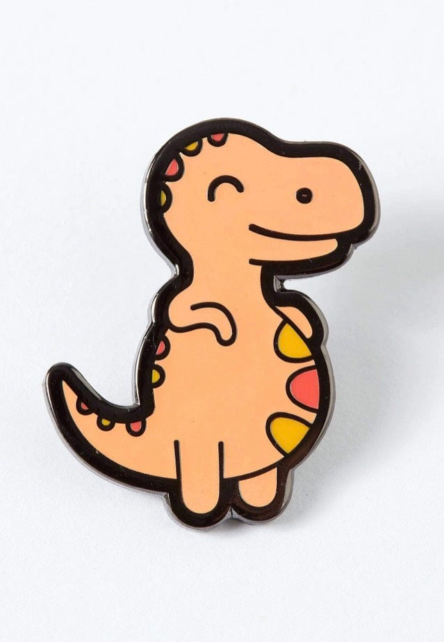 Punky Pins - Chubby Orange Dinosaur Enamel - Pin | Neutral-Image