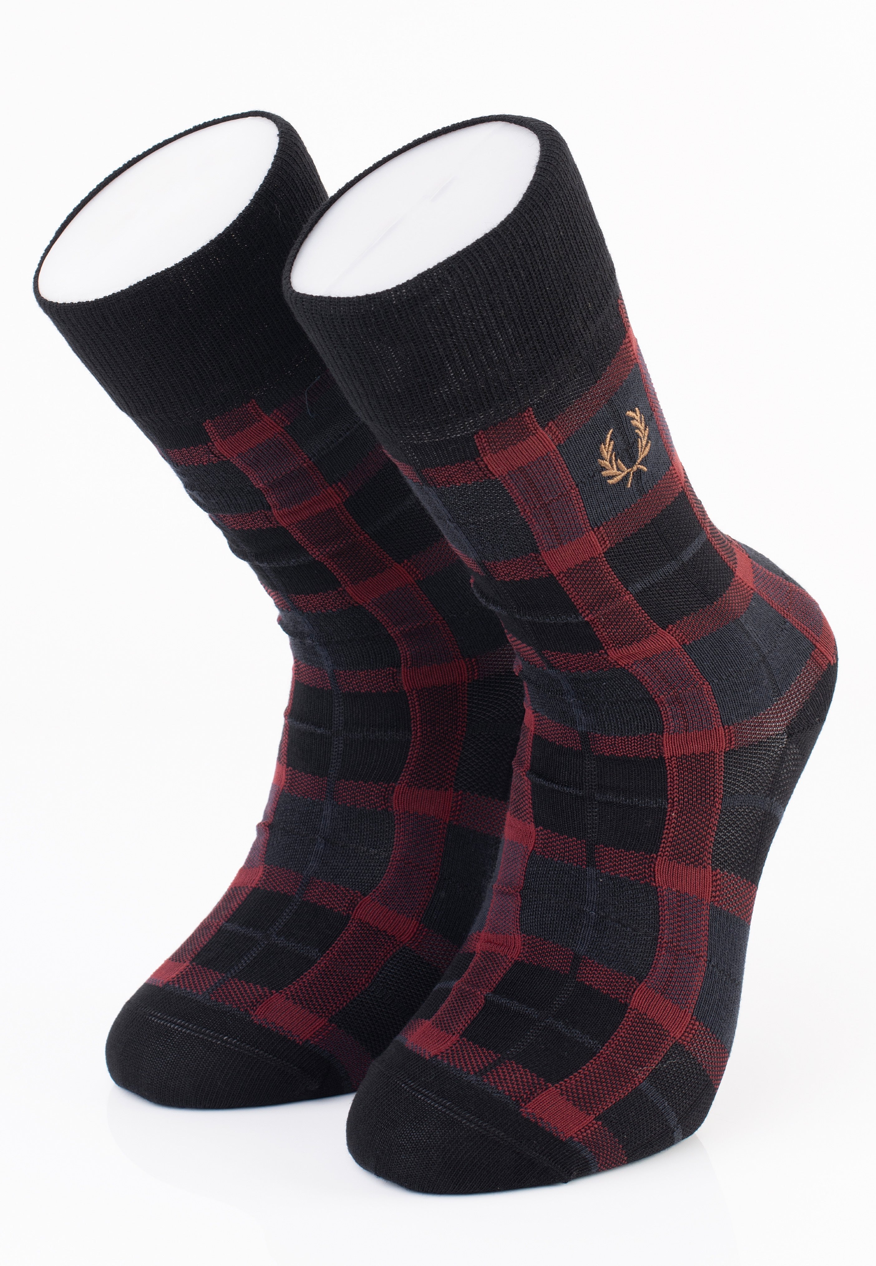 Fred Perry - Tartan Oxblood/Shaded Stone - Socks | Neutral-Image