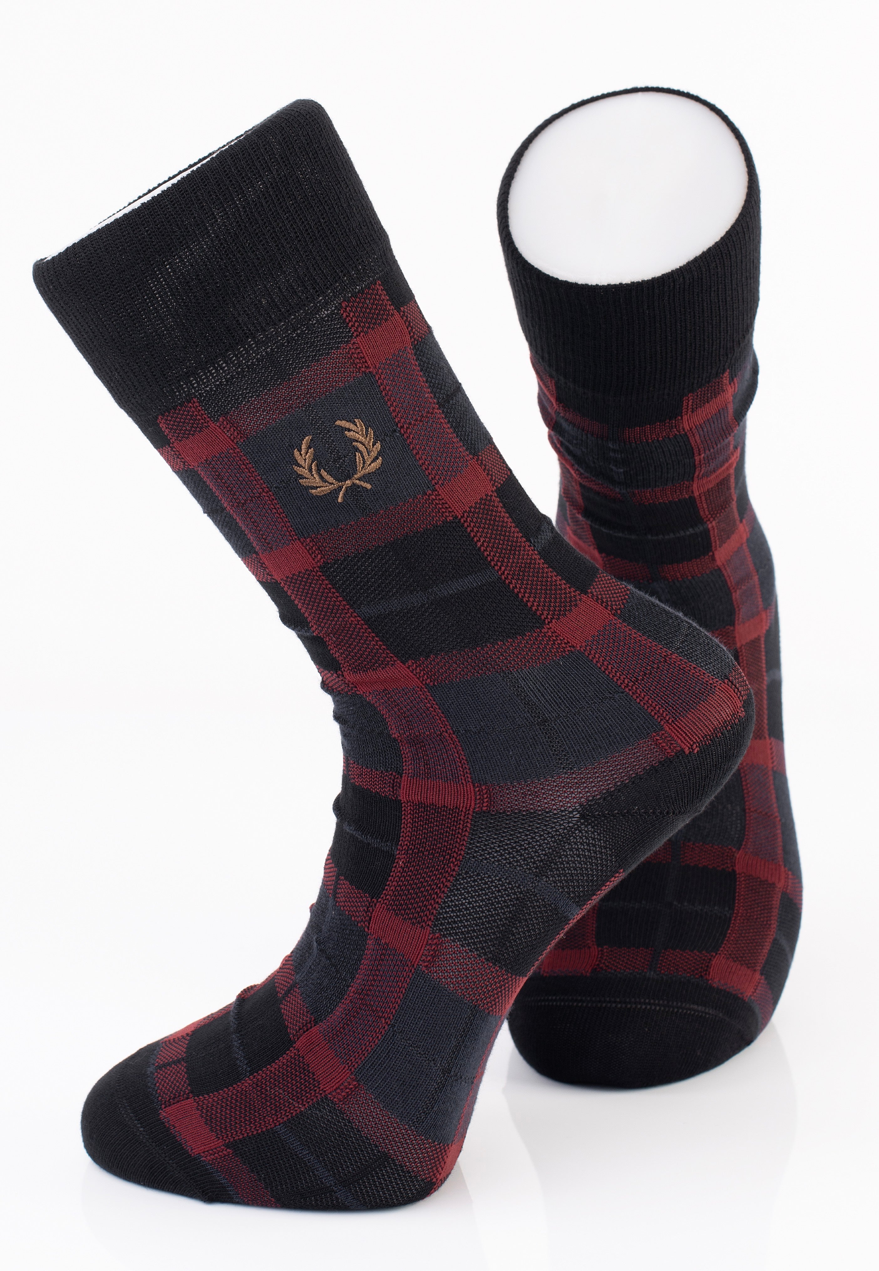 Fred Perry - Tartan Oxblood/Shaded Stone - Socks | Neutral-Image