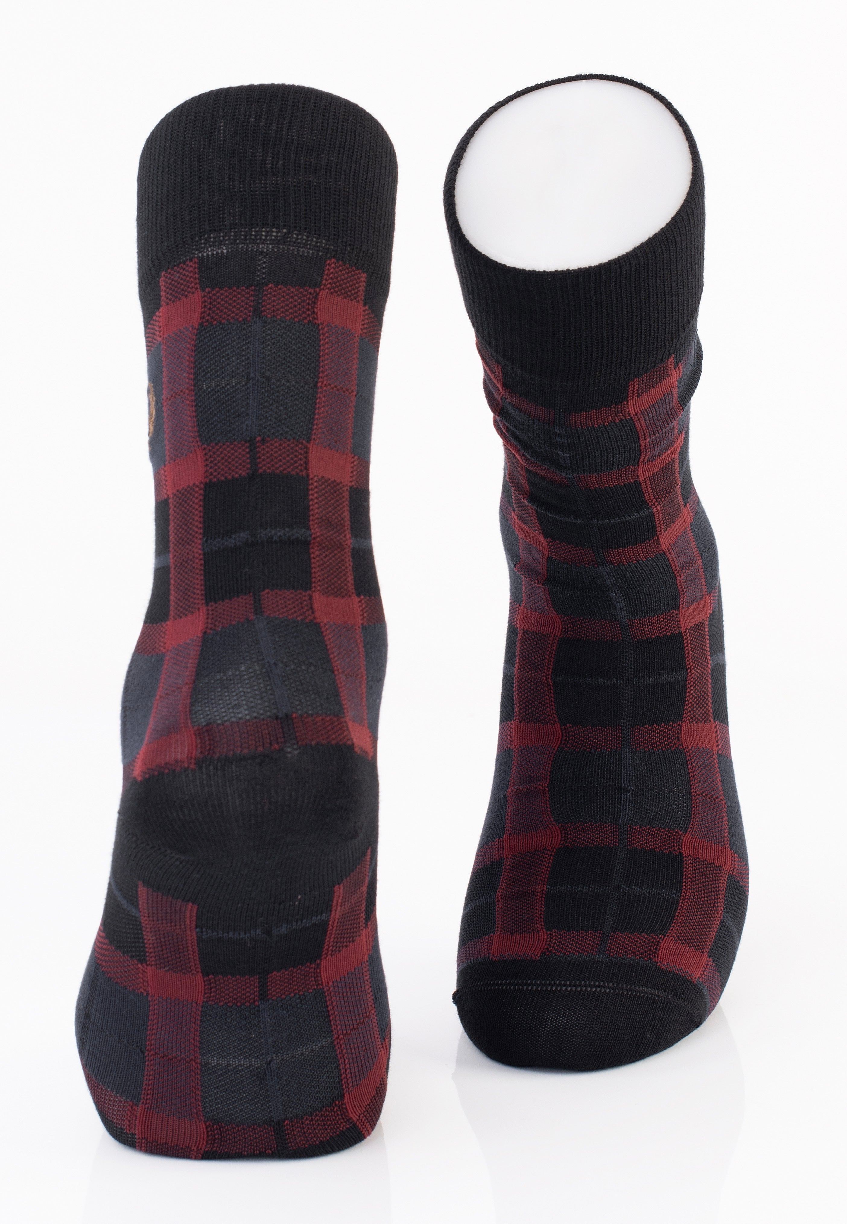 Fred Perry - Tartan Oxblood/Shaded Stone - Socks | Neutral-Image