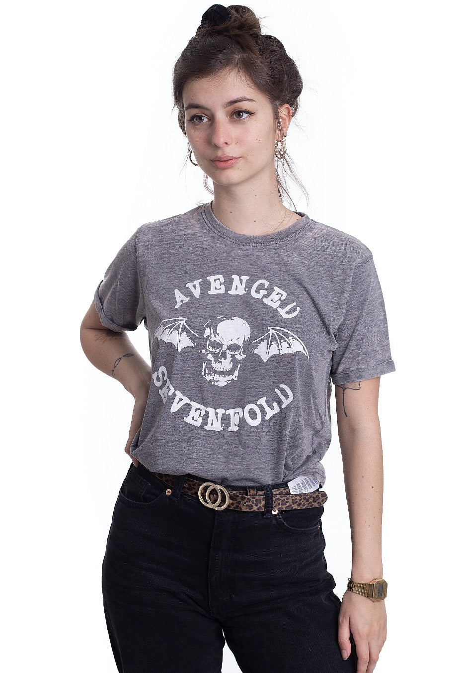 Avenged Sevenfold - Skull Logo Burnout Grey - T-Shirt | Women-Image