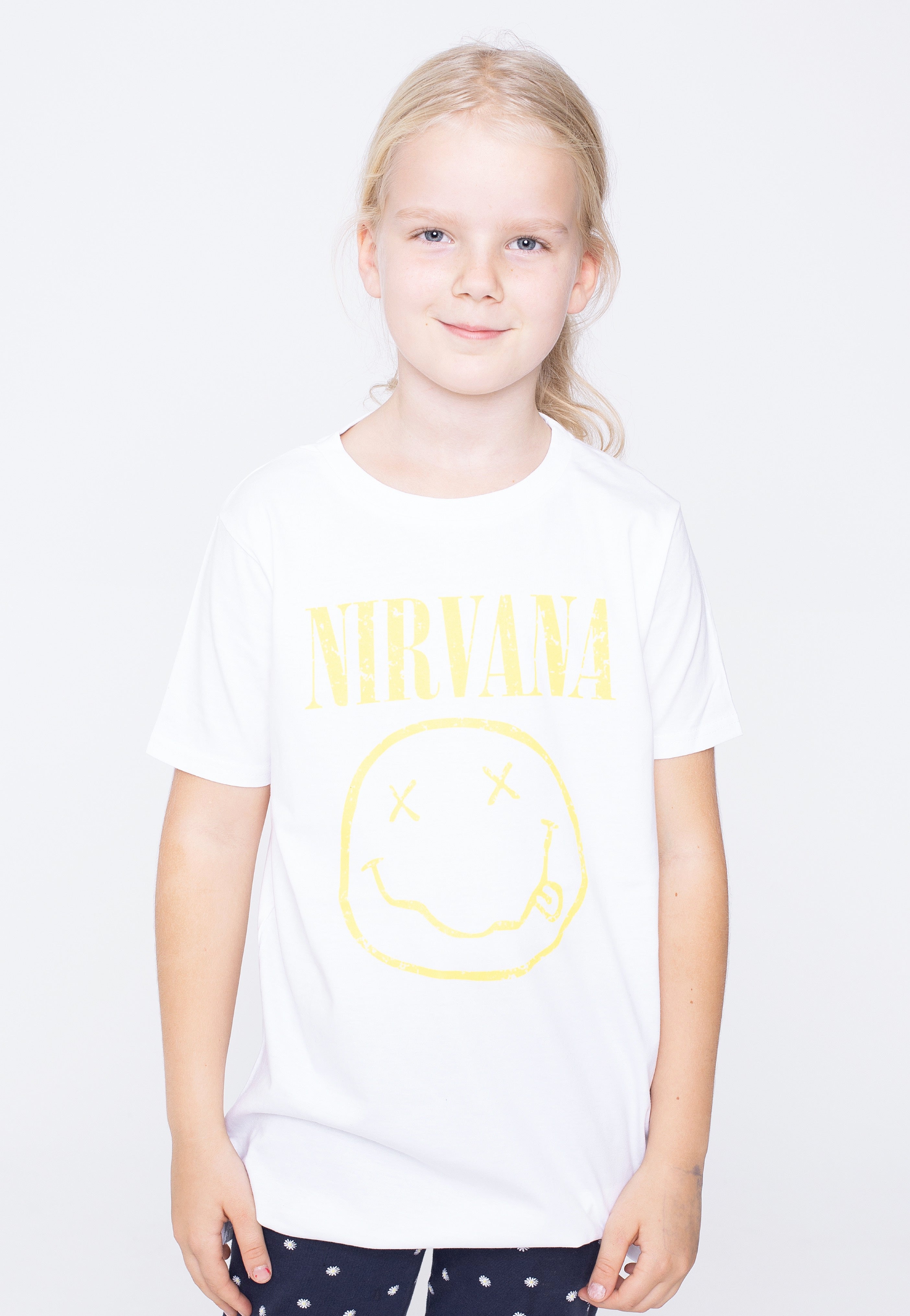 Nirvana - Yellow Happy Face Kids White - T-Shirt | Men-Image