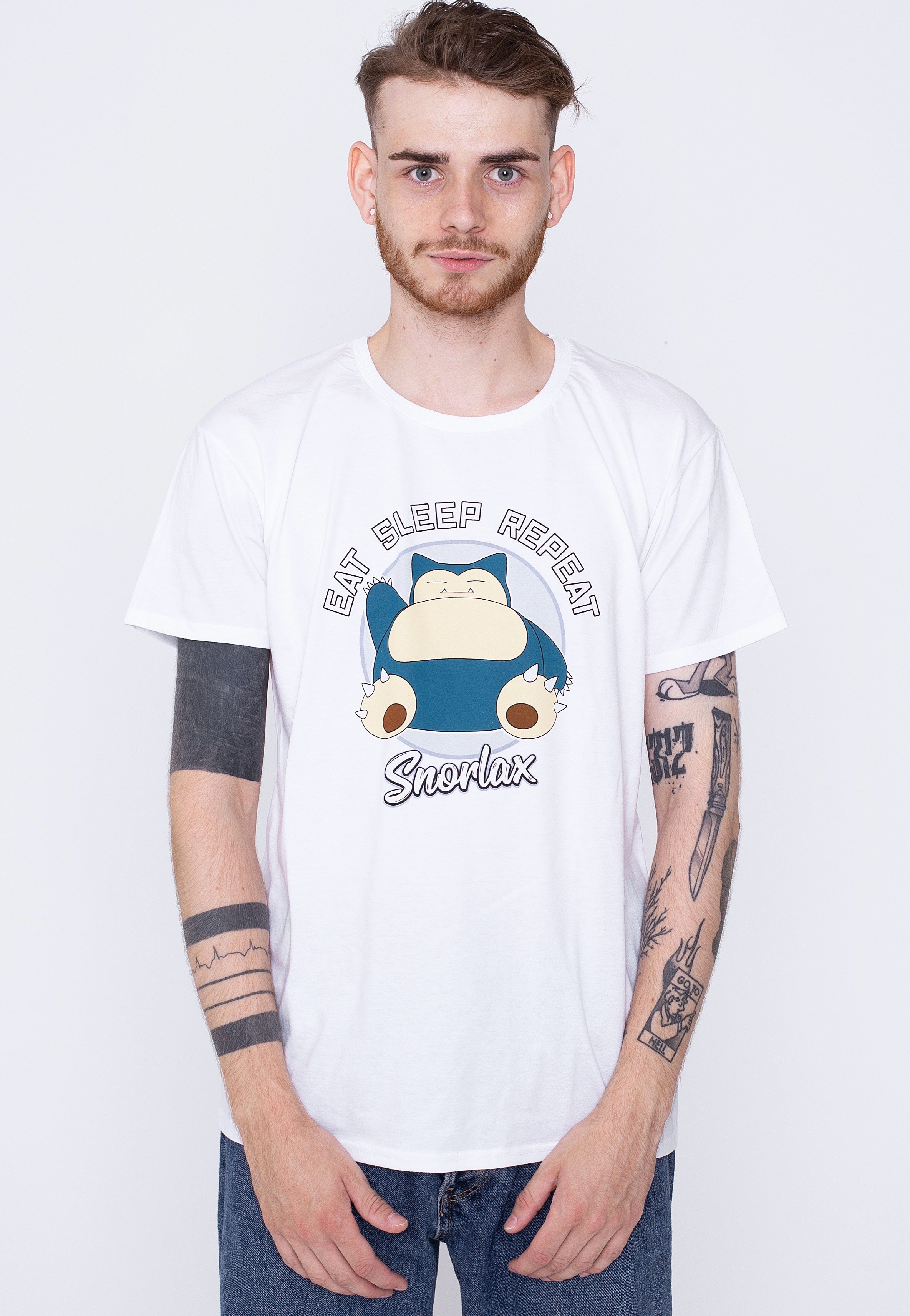 Pokémon - Snorlax Eat Sleep Repeat White - T-Shirt | Men-Image