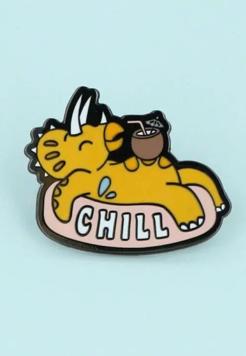 Punky Pins - Chill Dinosaur Enamel - Pin | Neutral-Image