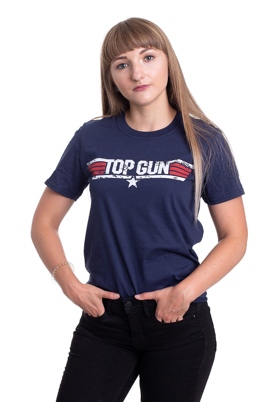 Top Gun - Distressed Logo Navy - T-Shirt | Women-Image