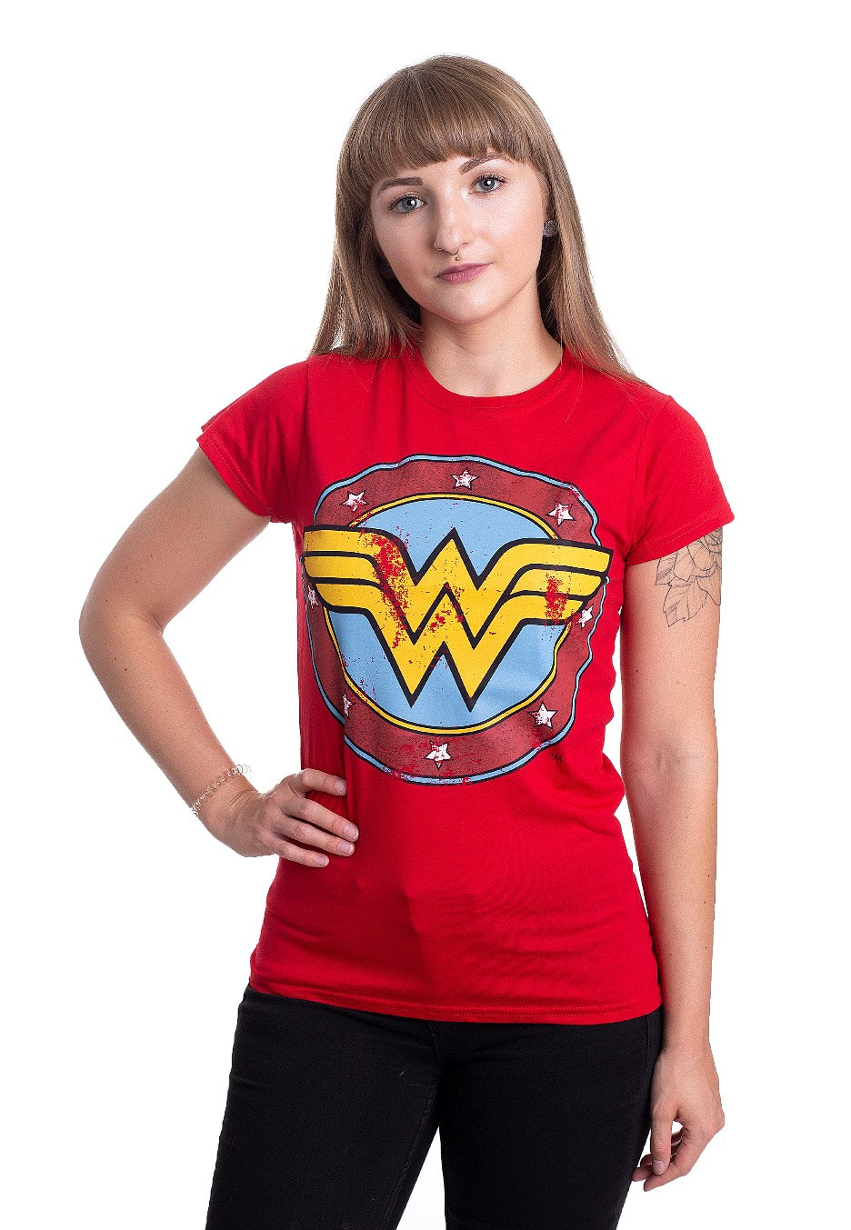 Wonder Woman - Distressed Logo Red - Girly | Women-Image