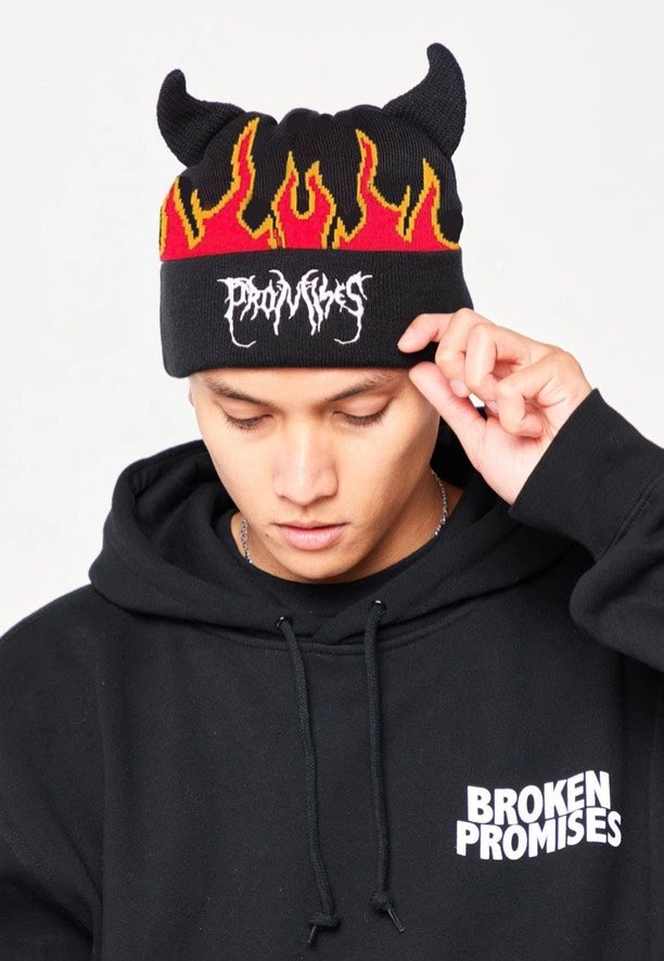 Broken Promises - Flames Devil Horn Black - Beanie | Neutral-Image