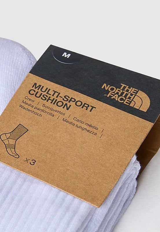 The North Face - Multi Sport Cush Crew Pack Of 3 Tnf White - Socks | Men-Image