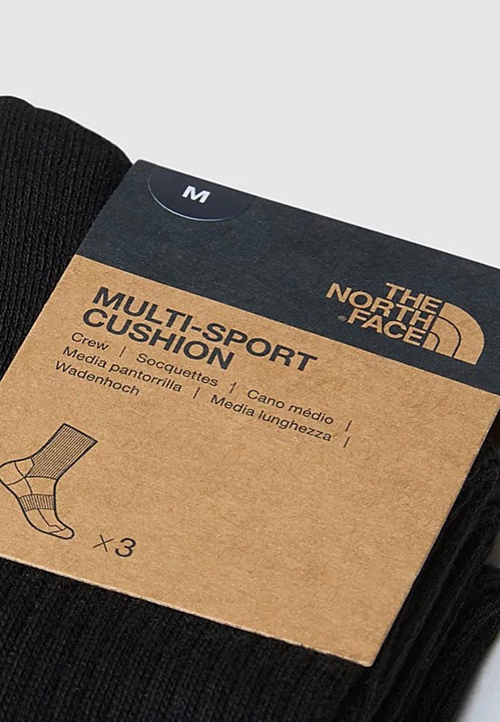 The North Face - Multi Sport Cush Crew Pack Of 3 Tnf Black - Socks | Men-Image