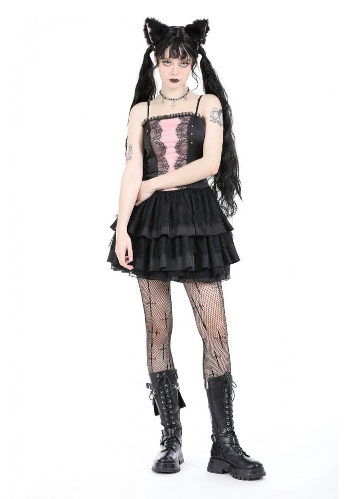 Dark In Love - Black Pink Doll Frilly - Dress | Women-Image