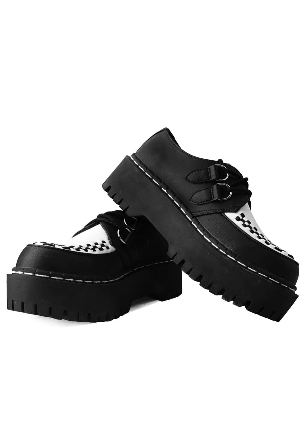 T.U.K. - Doubledecker Creeper Black/White Tukskin - Girl Shoes | Women-Image