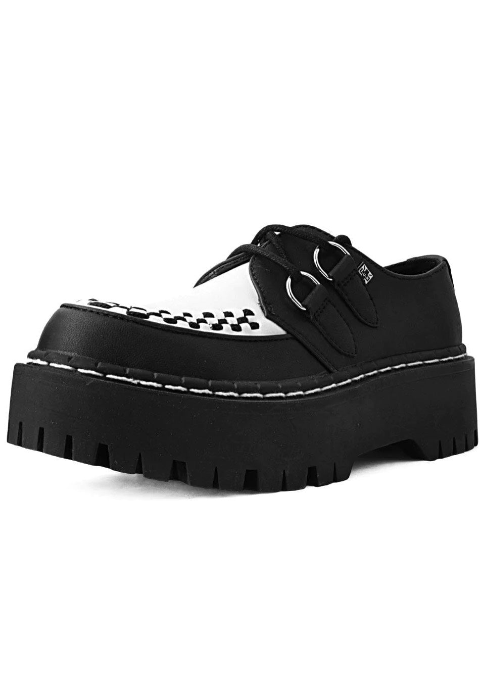 T.U.K. - Doubledecker Creeper Black/White Tukskin - Girl Shoes | Women-Image