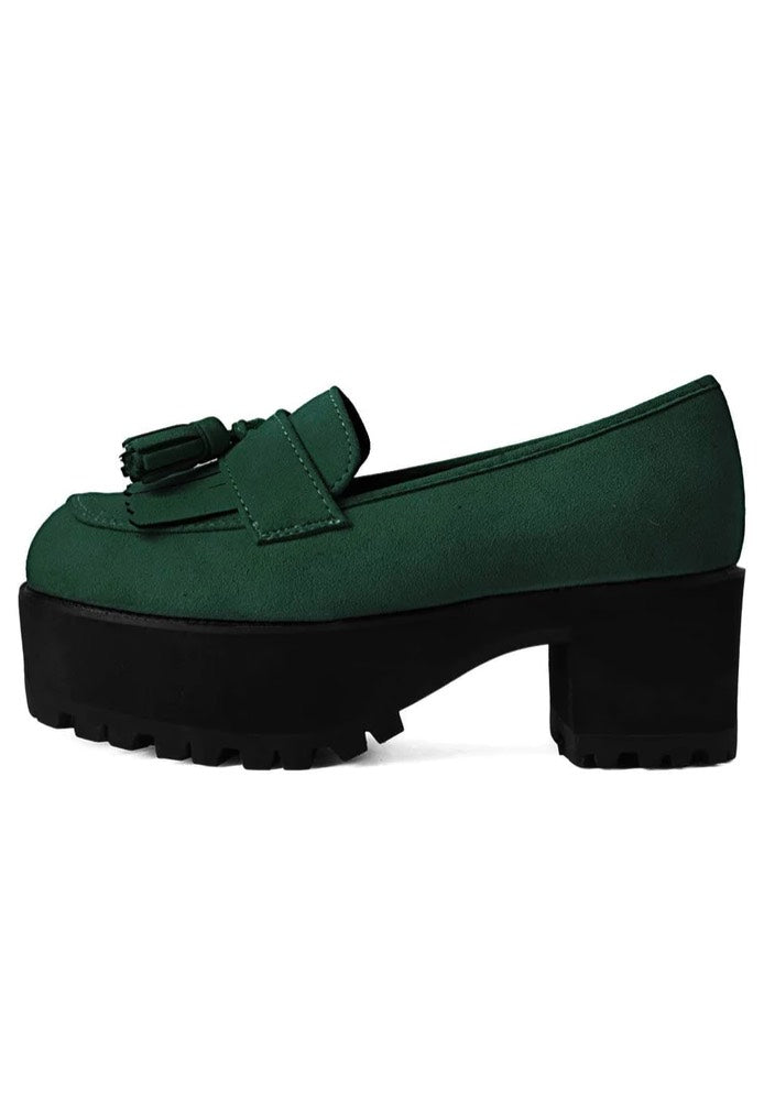 T.U.K. - Tassel Loafer Cedar Green Suede - Heels | Women-Image