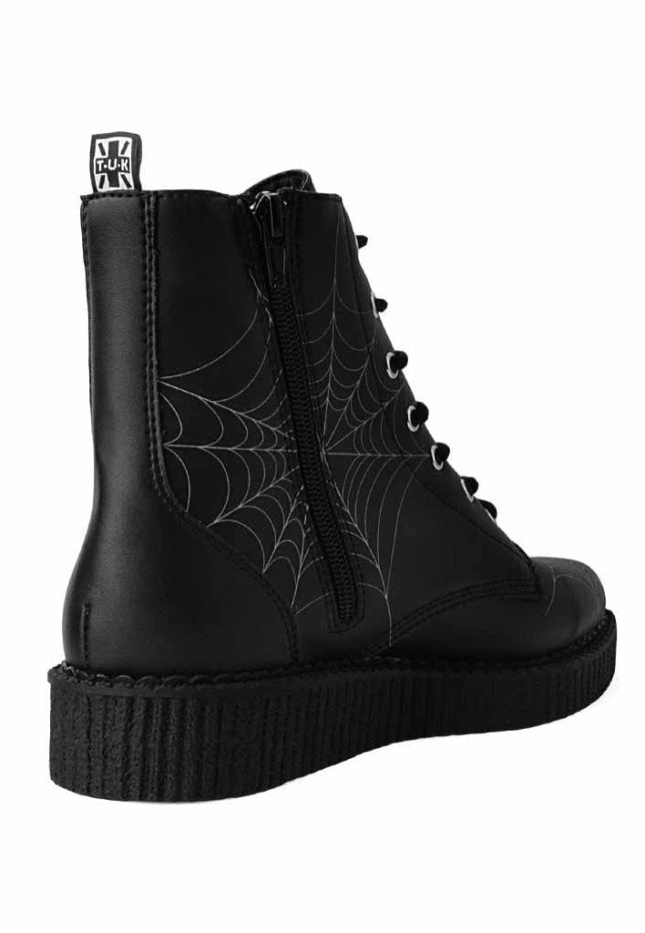 T.U.K. - Pointed Creeper 7 Eye Boot Spiders Web Black Pu - Girl Shoes | Women-Image