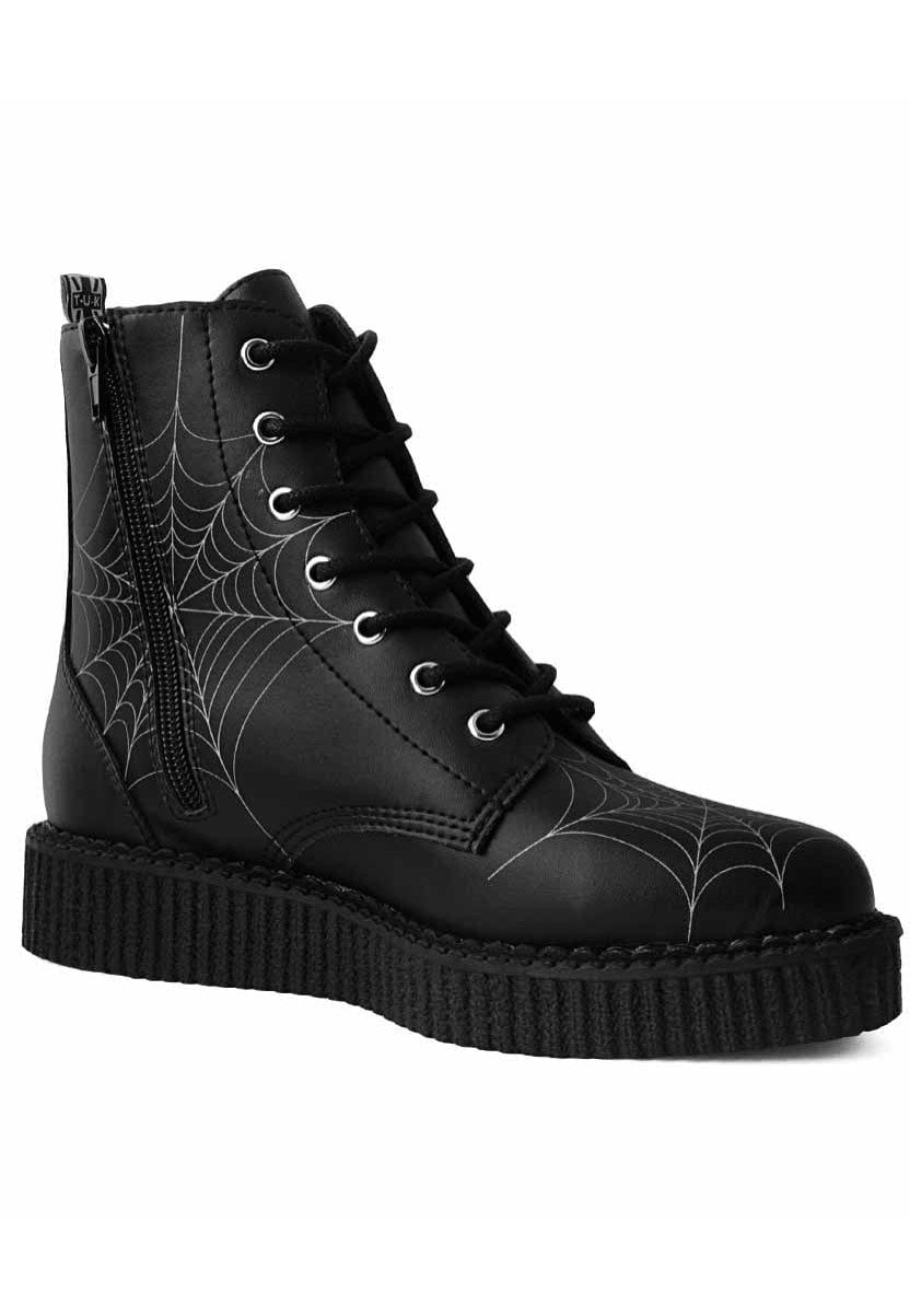 T.U.K. - Pointed Creeper 7 Eye Boot Spiders Web Black Pu - Girl Shoes | Women-Image