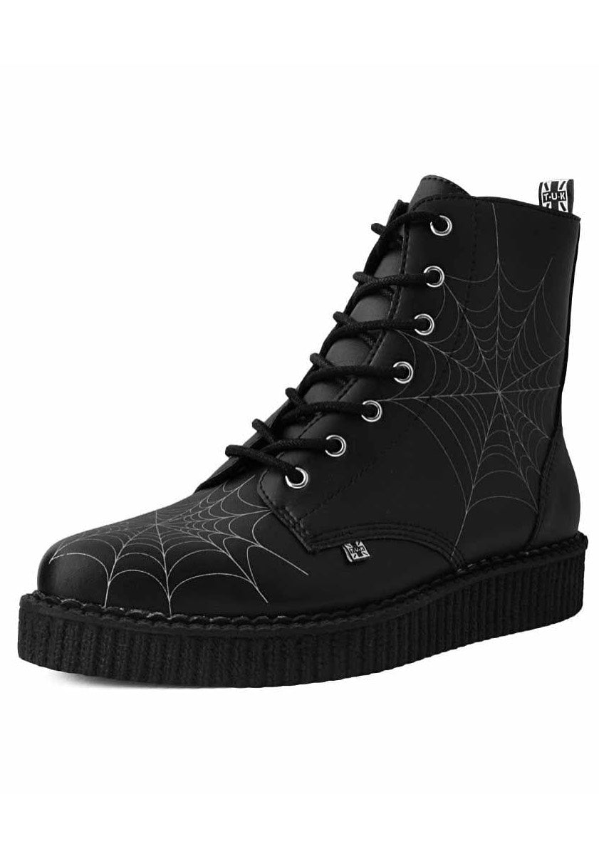 T.U.K. - Pointed Creeper 7 Eye Boot Spiders Web Black Pu - Girl Shoes | Women-Image