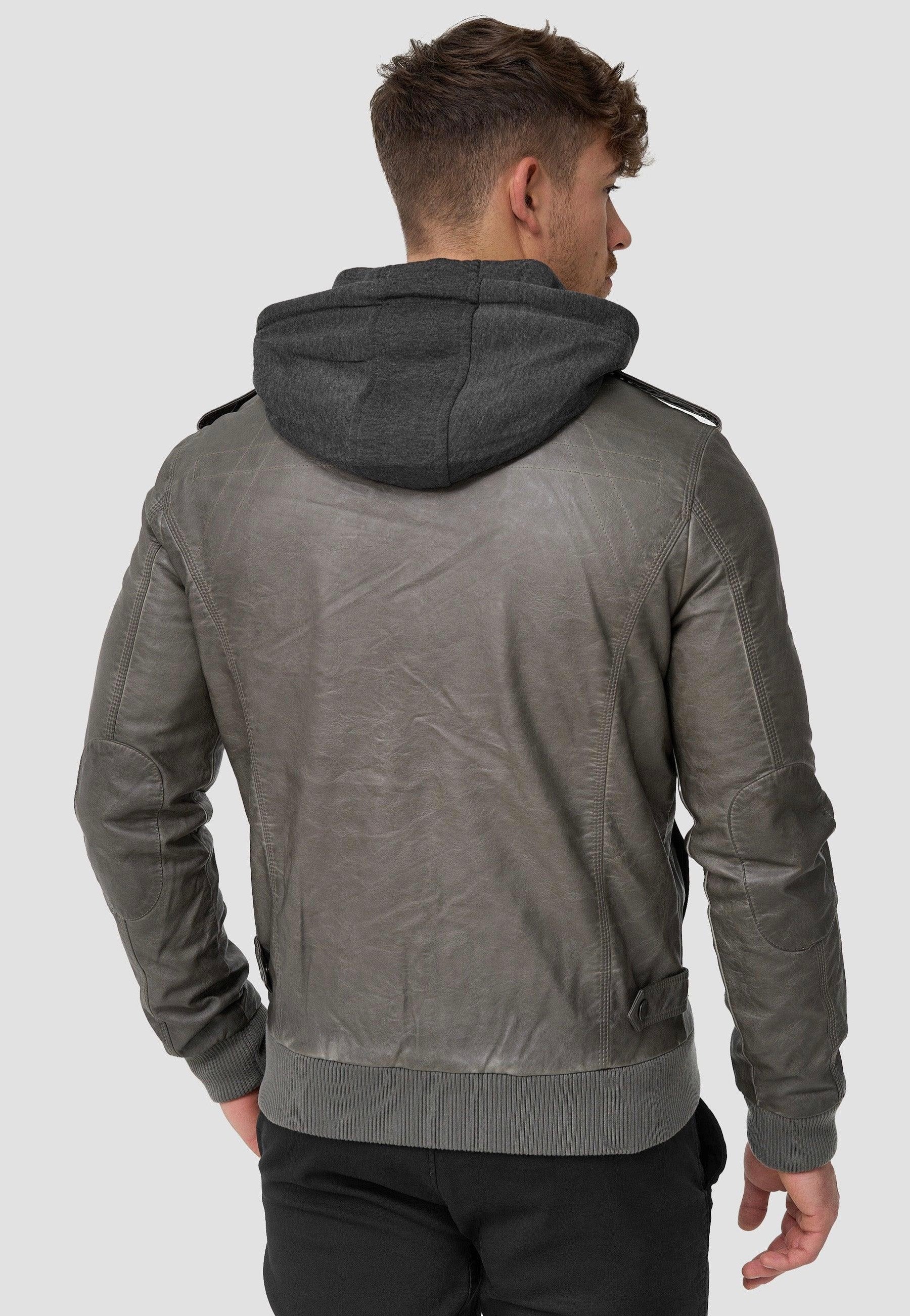 Indicode - Aaron Dark Grey - Leather Jacket | Men-Image