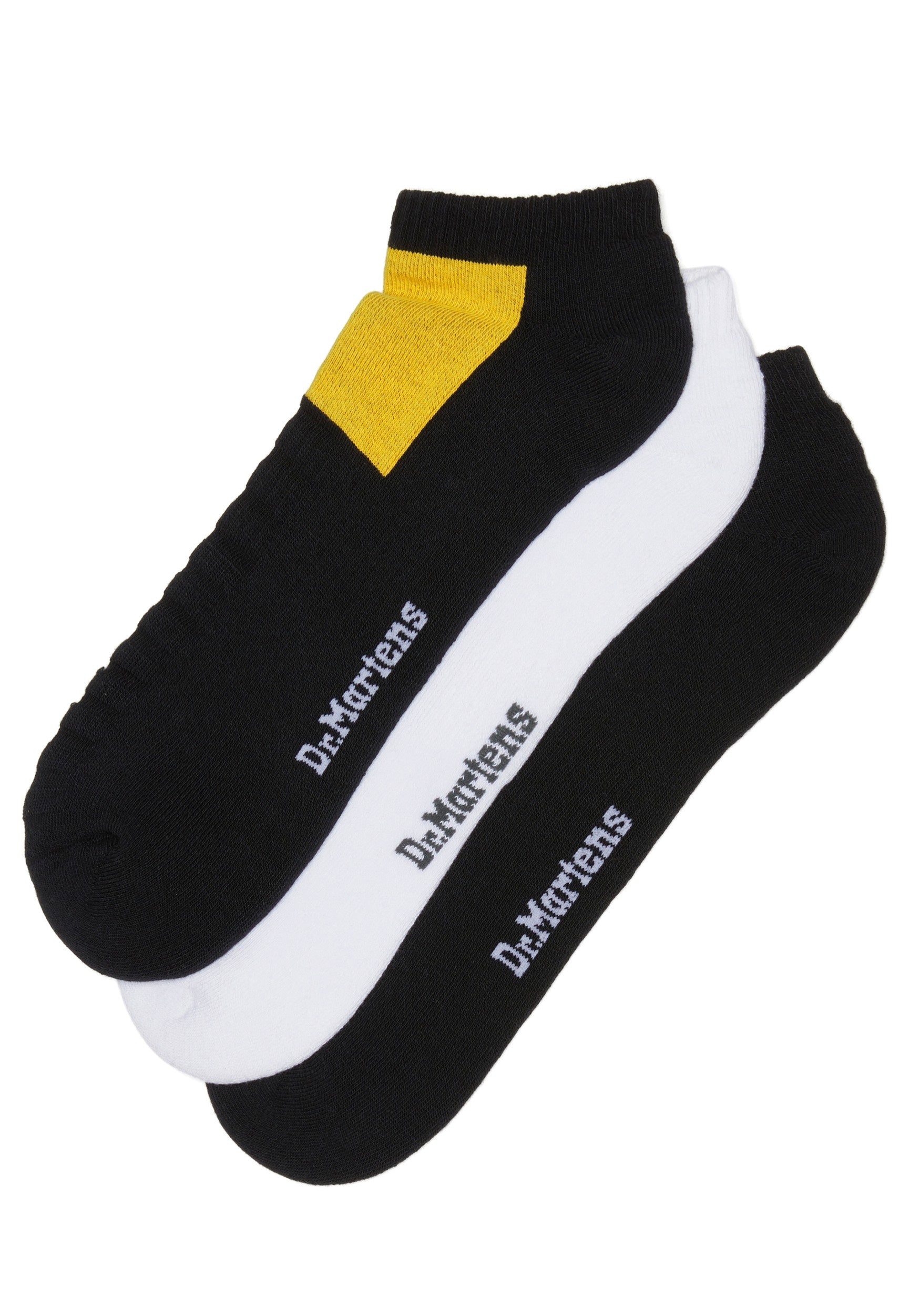 Dr. Martens - Short Double Doc Pack Of 3 Black/White/Yellow - Socks | Neutral-Image