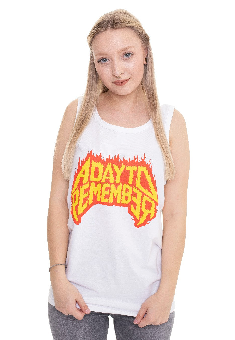 A Day To Remember - Flaming Skull White - Tank | Women-Image