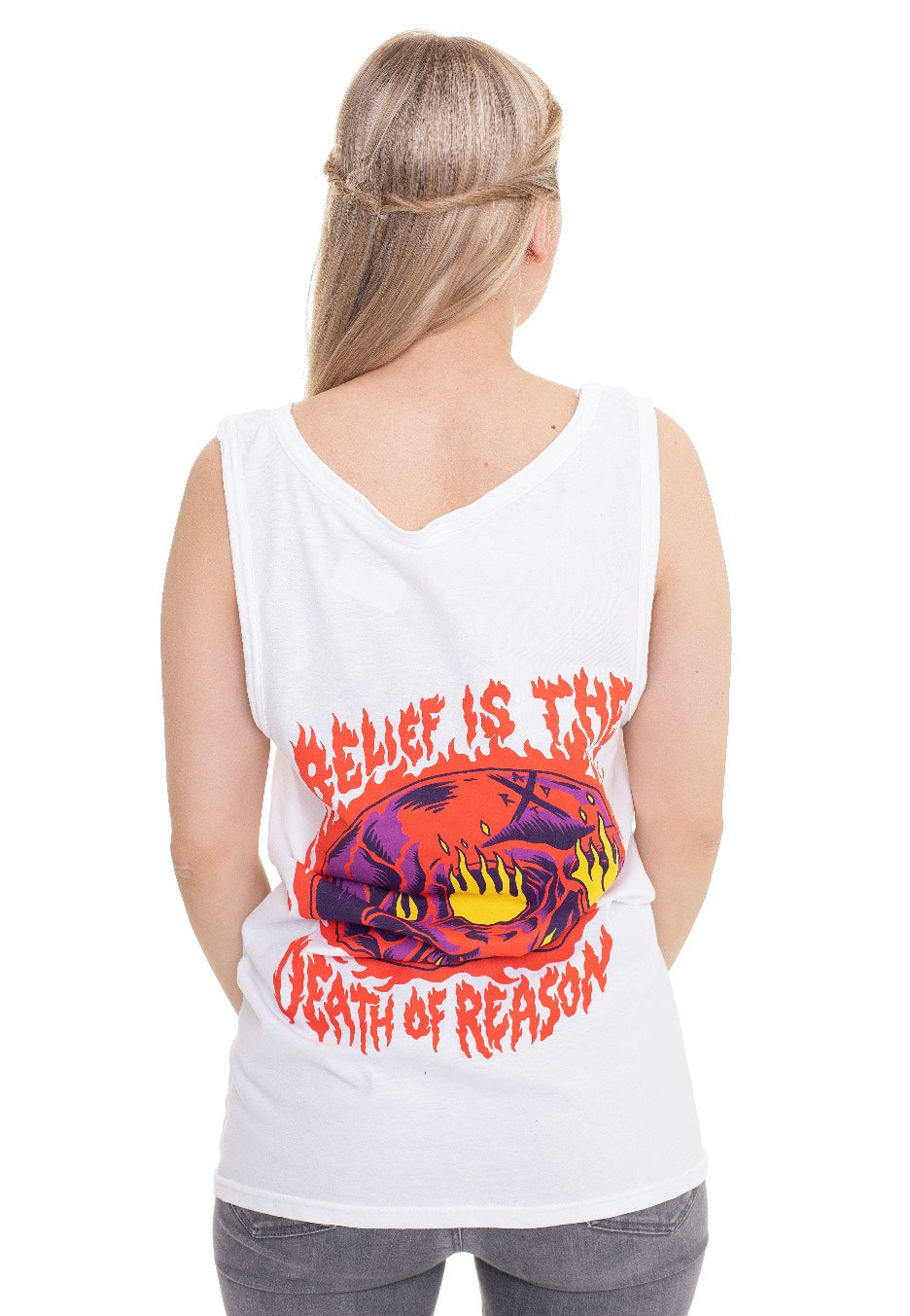 A Day To Remember - Flaming Skull White - Tank | Women-Image