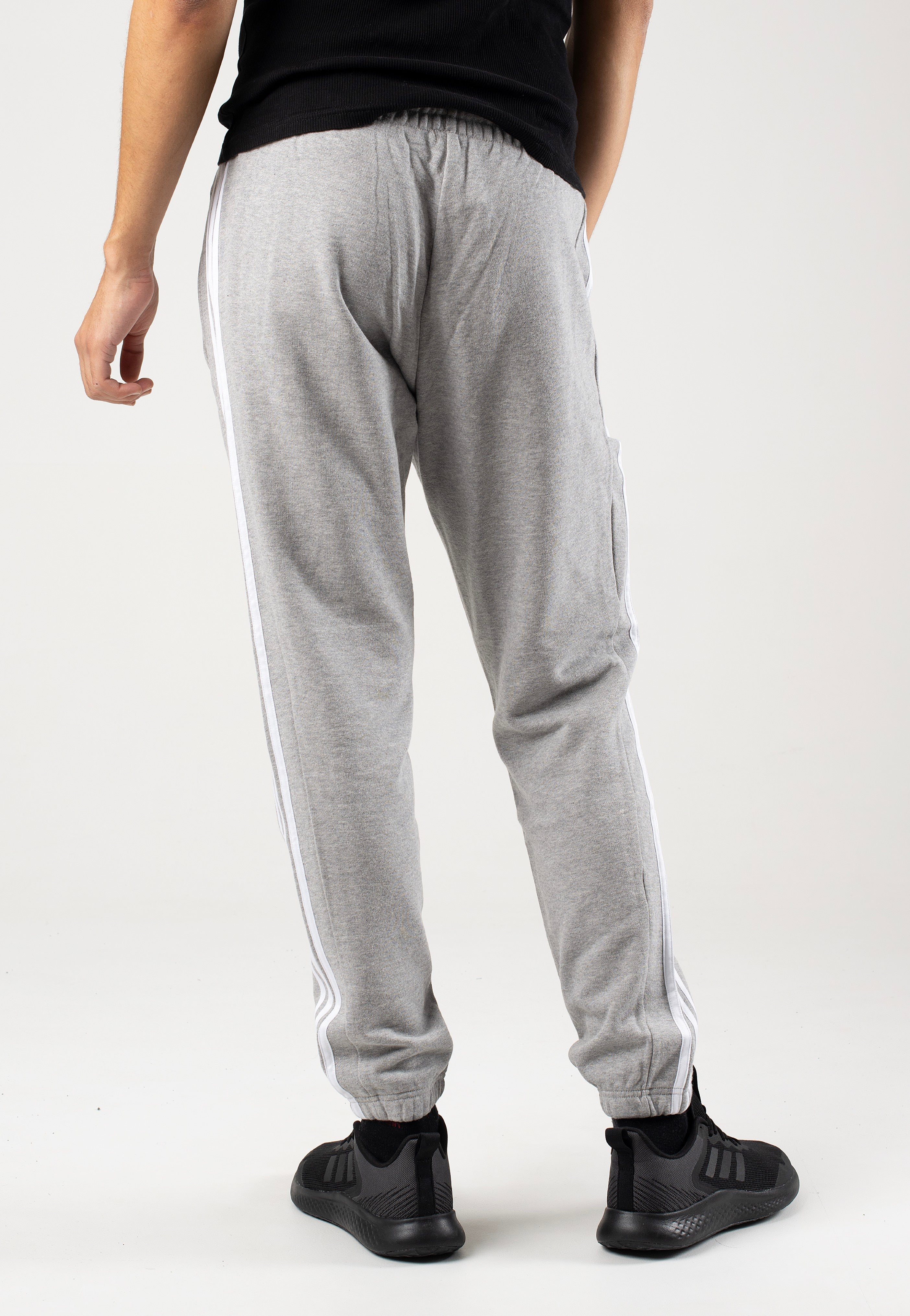 Adidas - Essentials French Terry Tapered Cuff 3-Stripes Mgreyh/White - Sweat Pants | Men-Image