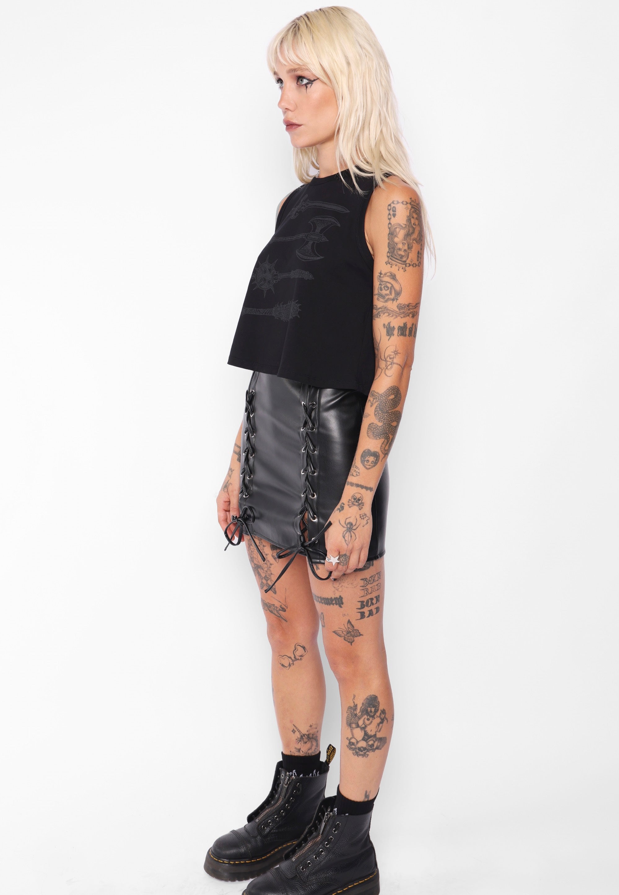 Mary Wyatt - Affliction Cropped Black - Tank | Women-Image