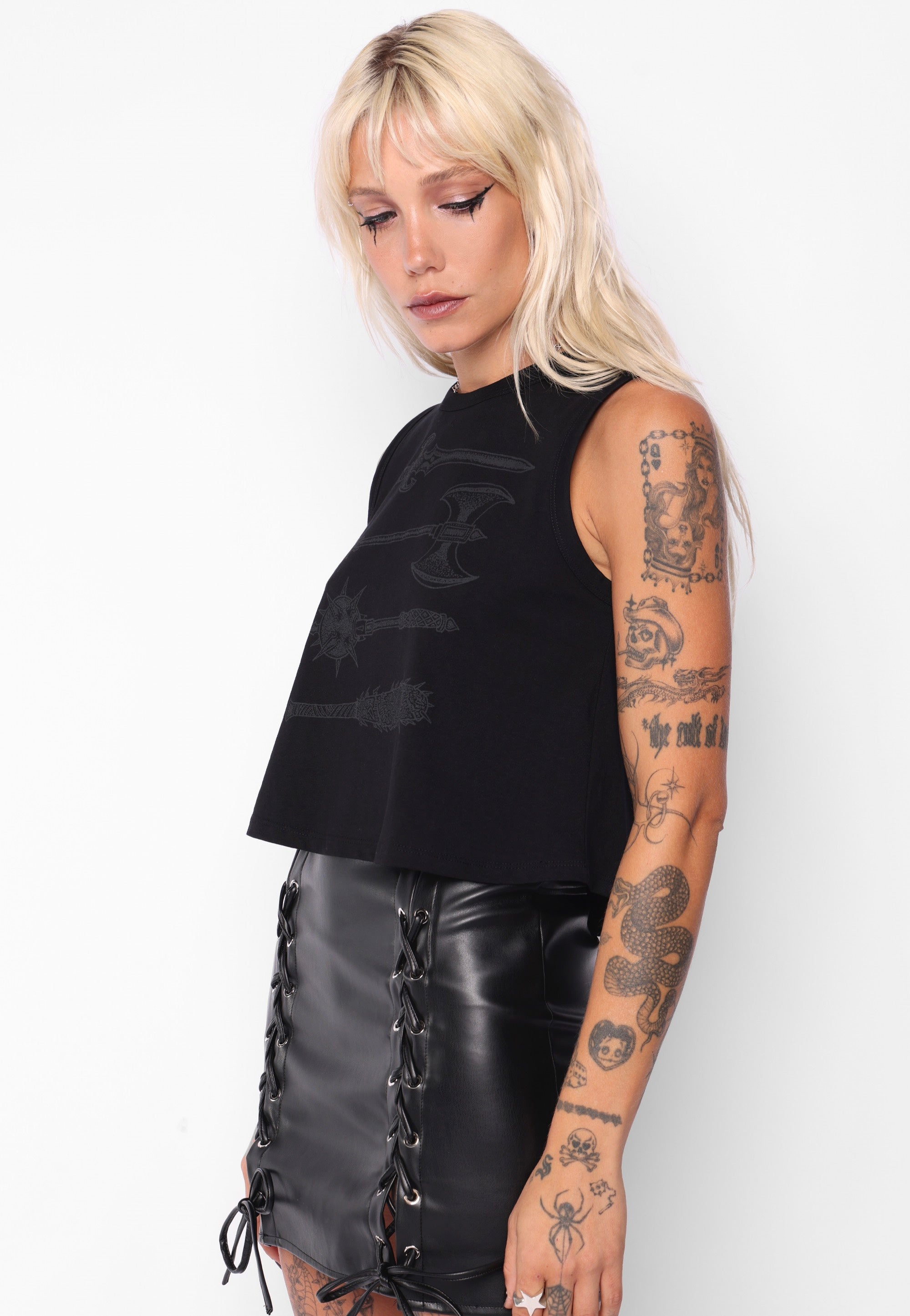 Mary Wyatt - Affliction Cropped Black - Tank | Women-Image