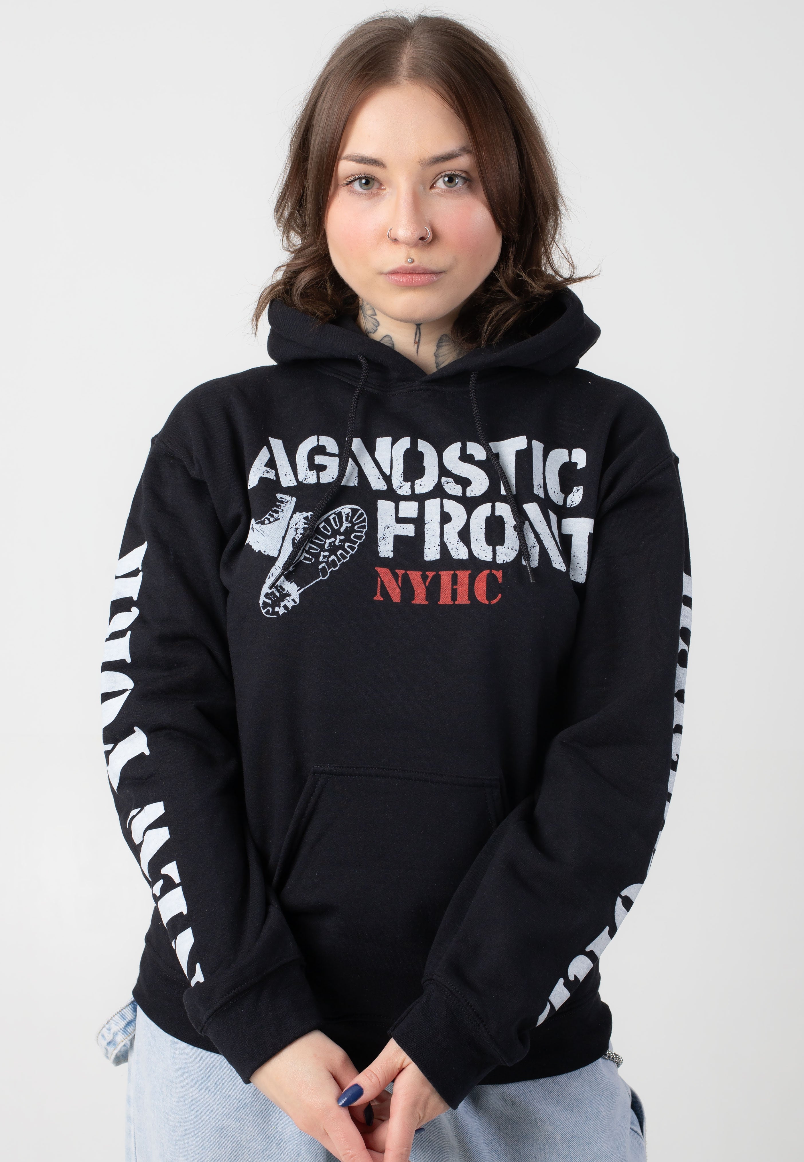 Agnostic Front - Stencil Boots - Hoodie | Women-Image