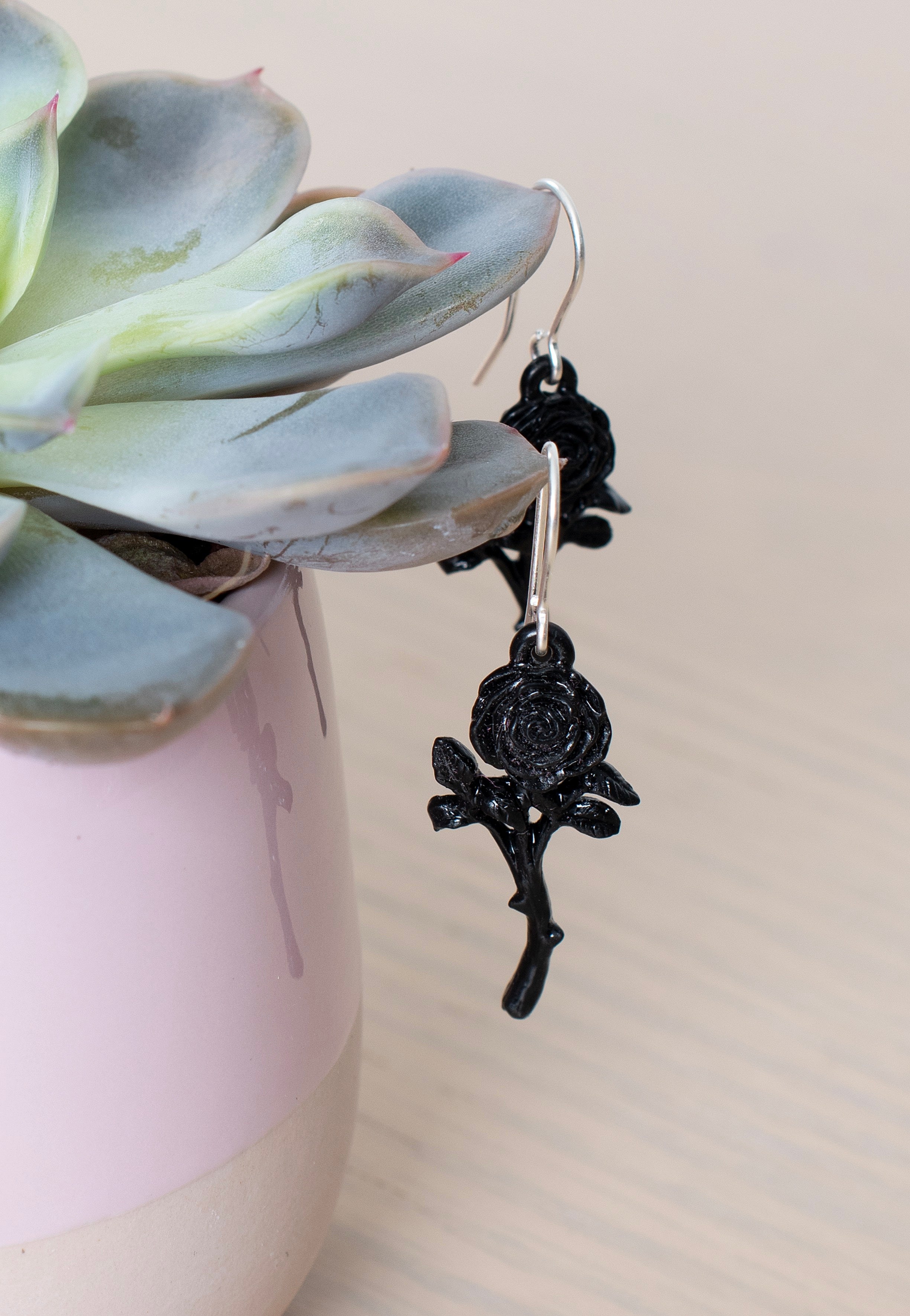 Alchemy England - The Romance Of The Black Rose Silver - Earrings | Neutral-Image