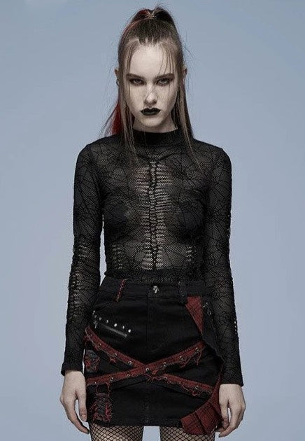 Punk Rave - Anachronistic Printed Mesh Black - Top | Women-Image