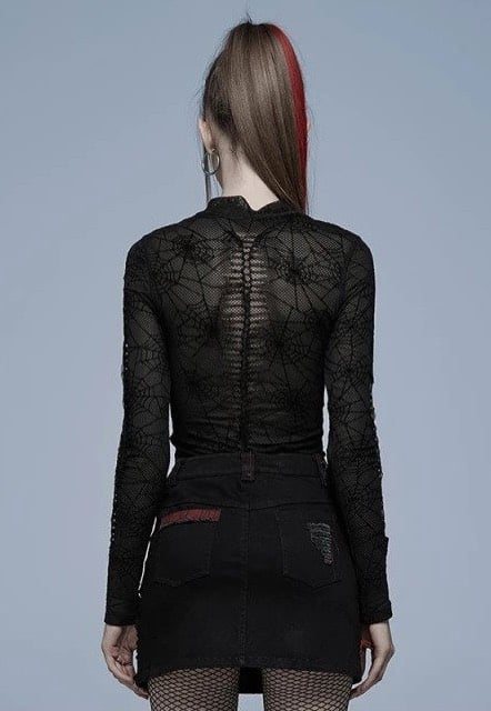 Punk Rave - Anachronistic Printed Mesh Black - Top | Women-Image