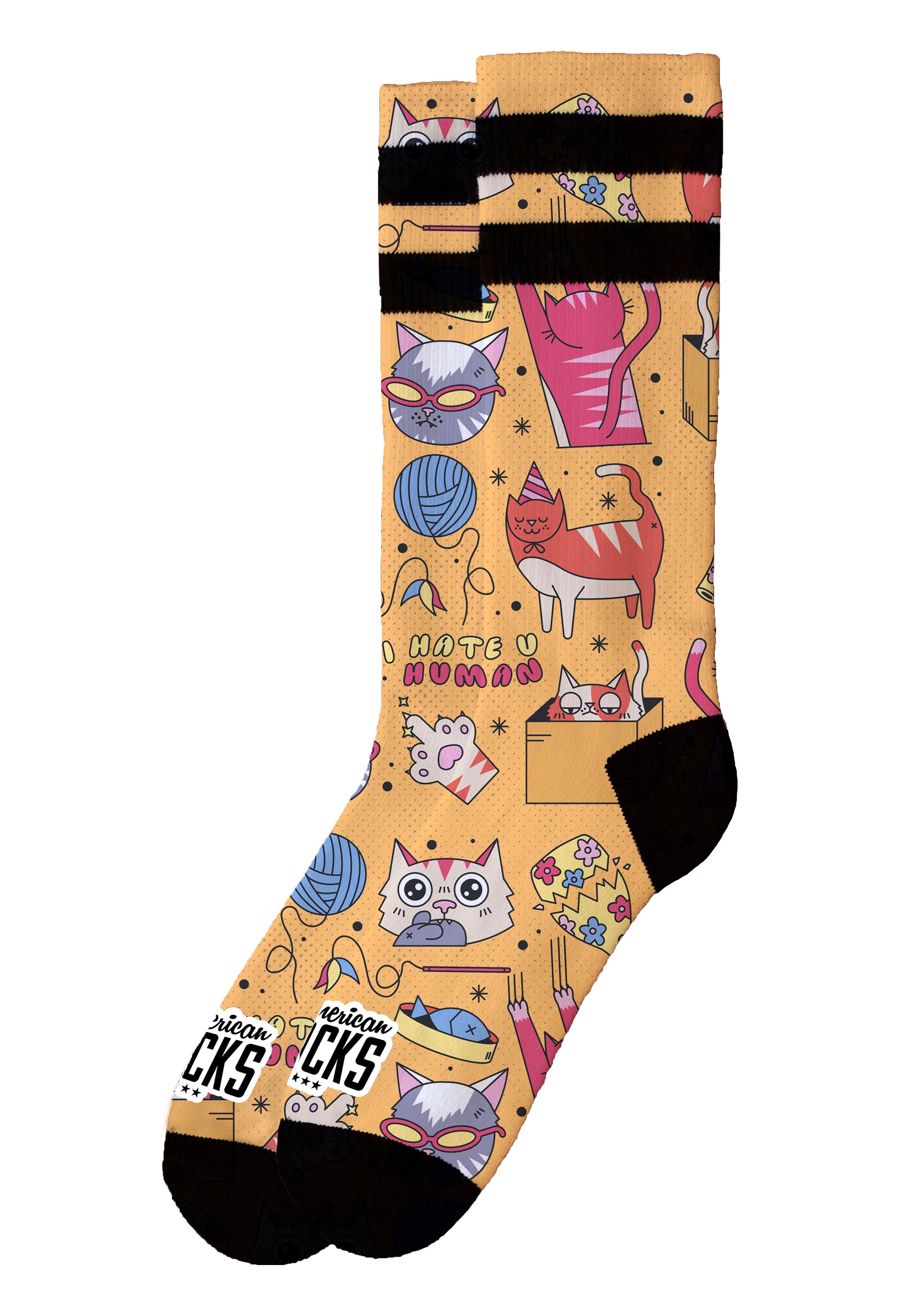 American Socks - Kittens Mid High Yellow - Socks | Neutral-Image