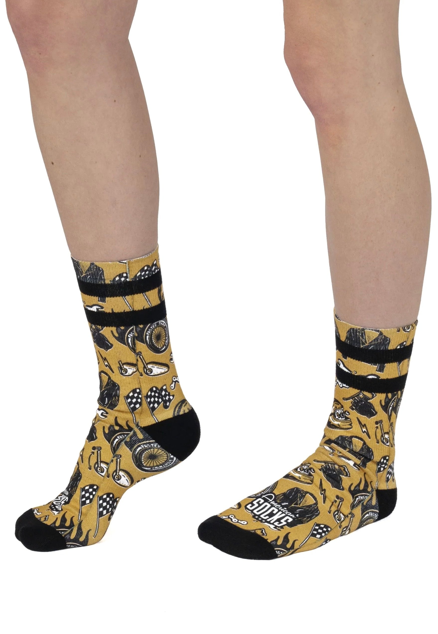 American Socks - Cafe Racer Mid High Yellow - Socks | Neutral-Image