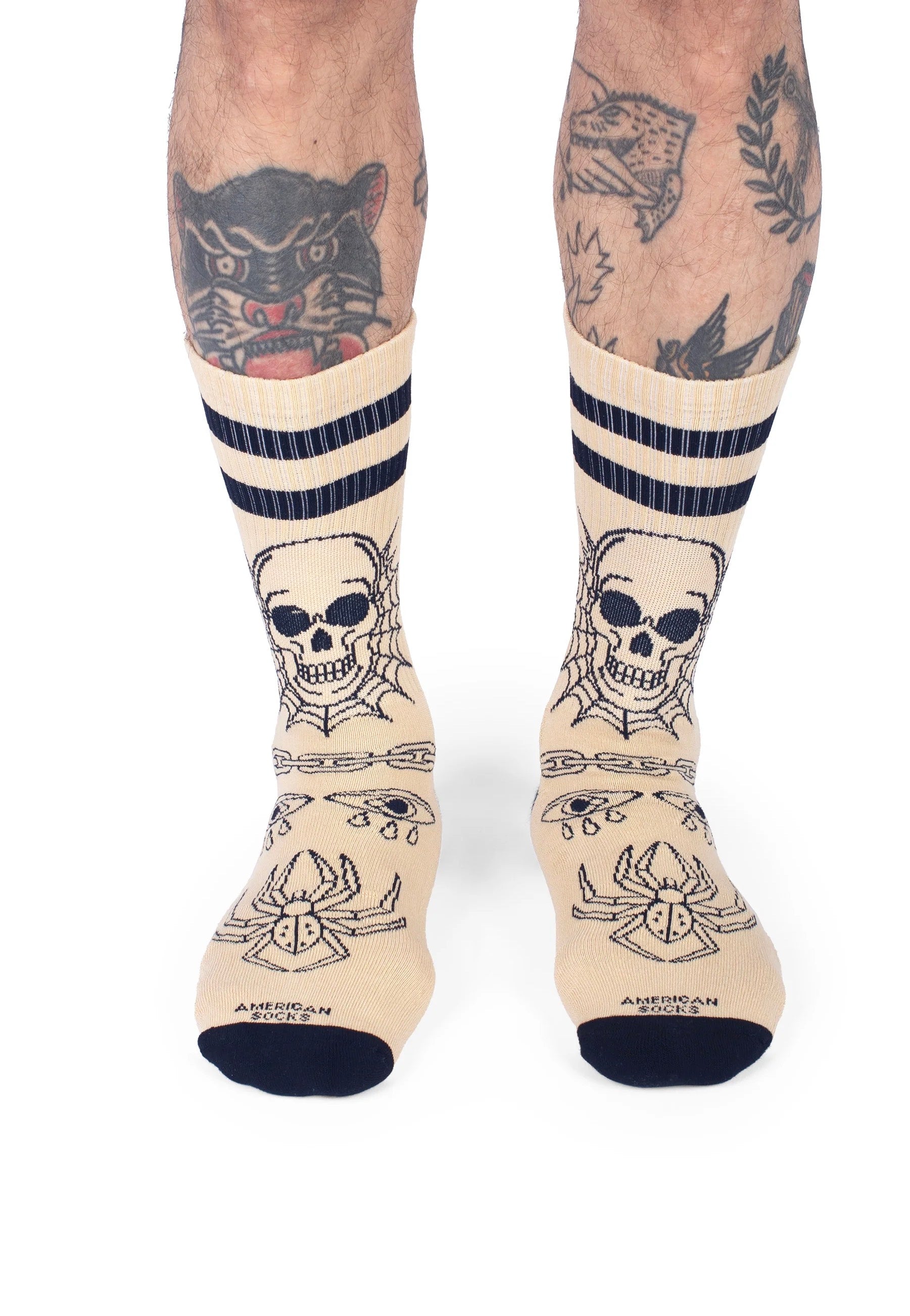 American Socks - Spider's Lair Mid High Beige - Socks | Neutral-Image