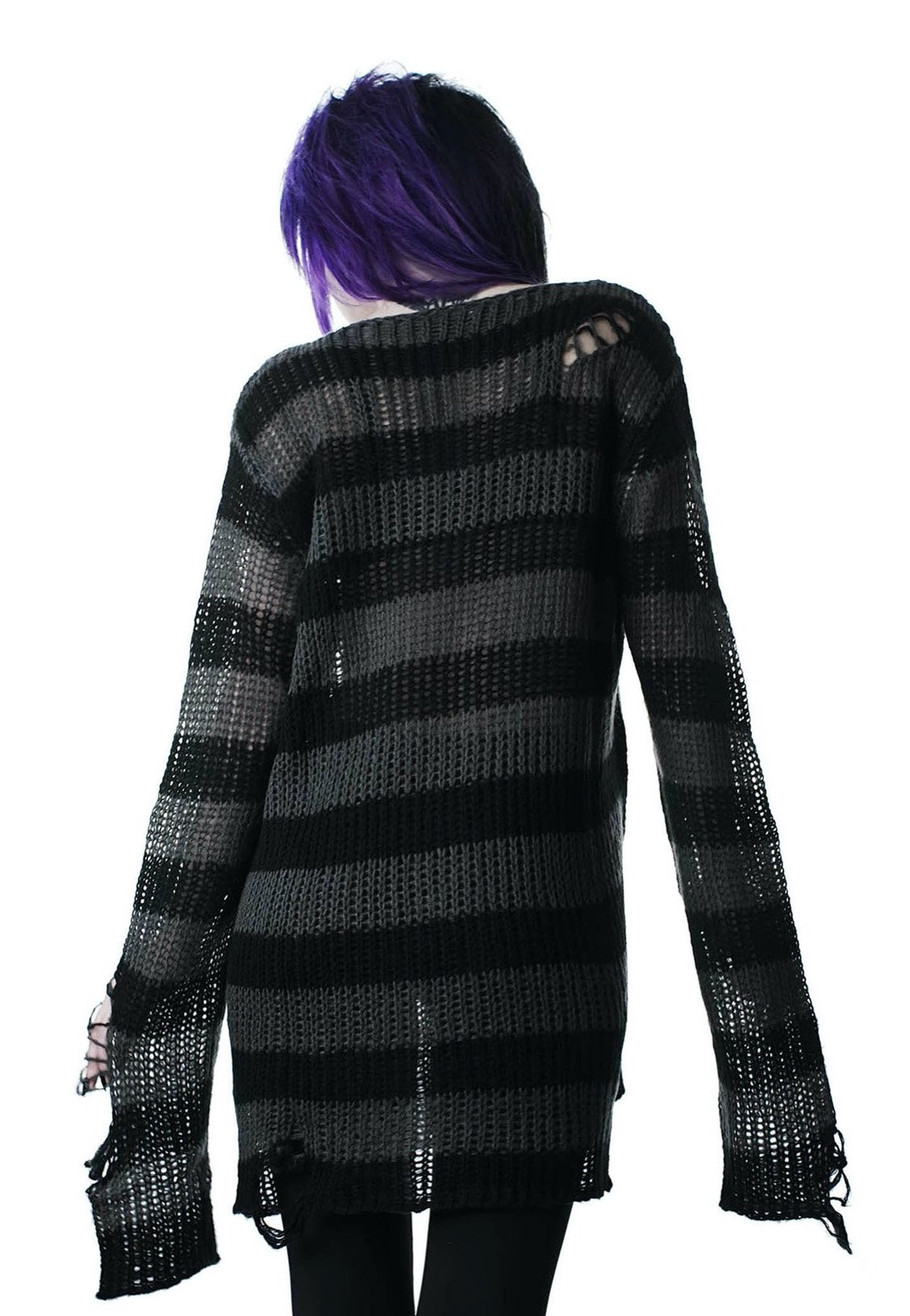 Killstar - Ash Distress Knit Black - Pullover | Women-Image