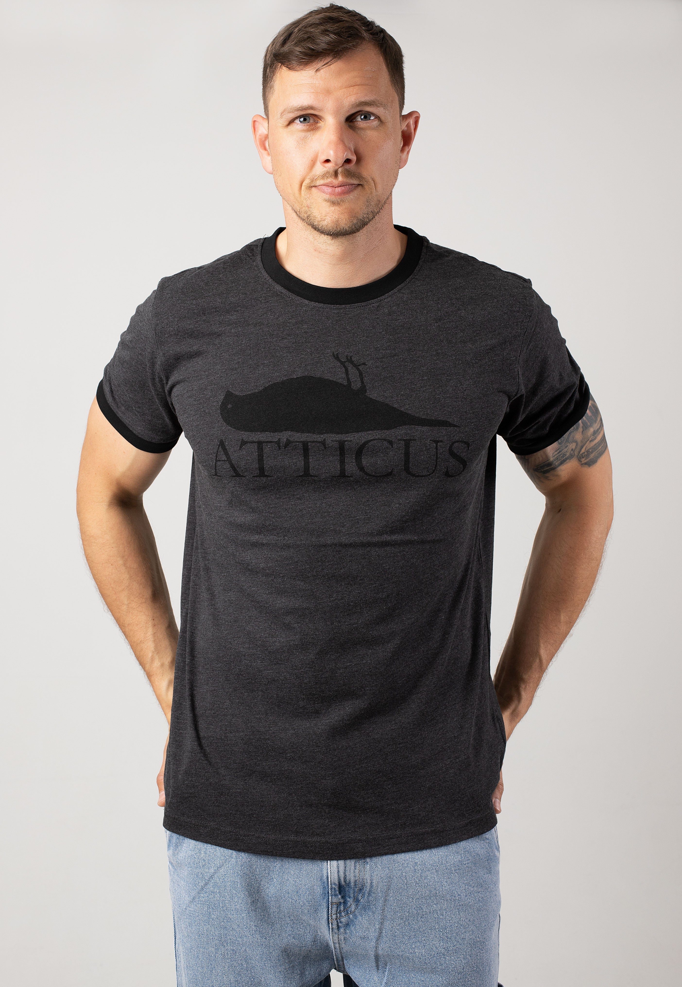 Atticus - Brand Logo Ringer Charcoal/Black - T-Shirt | Men-Image