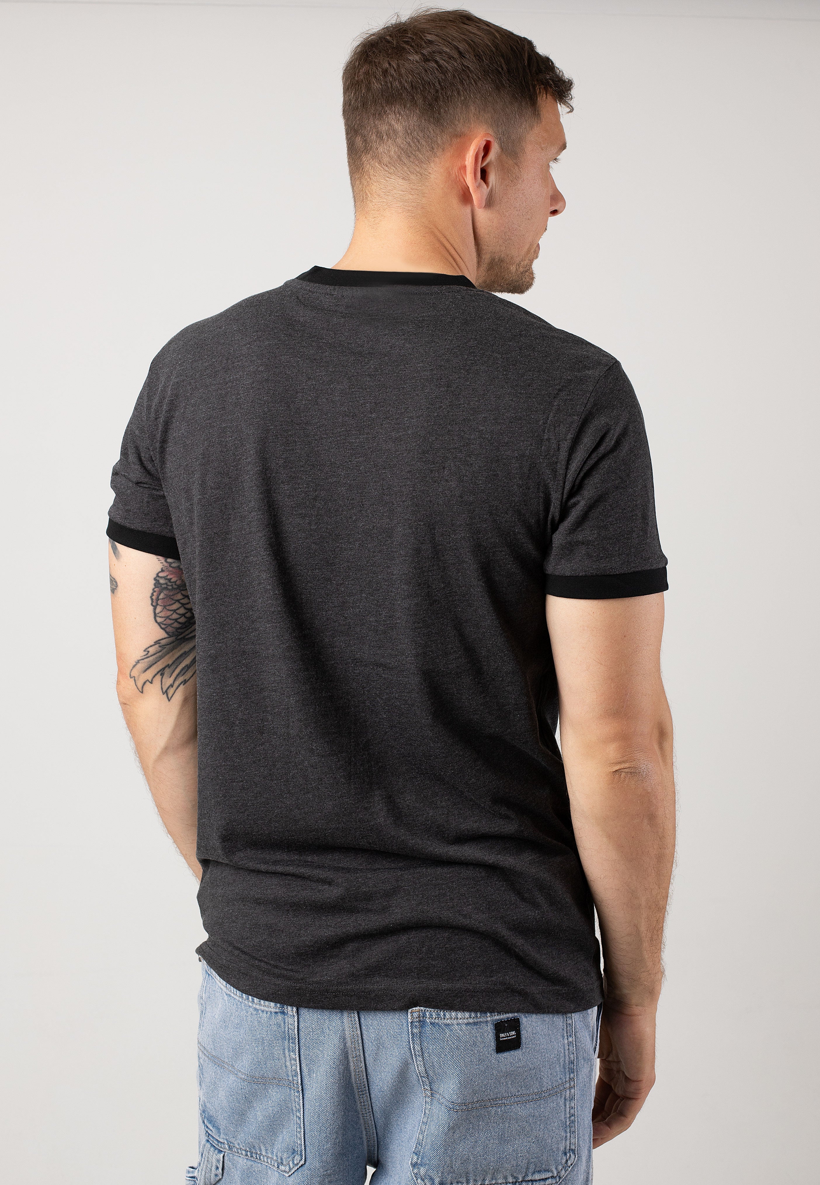 Atticus - Brand Logo Ringer Charcoal/Black - T-Shirt | Men-Image