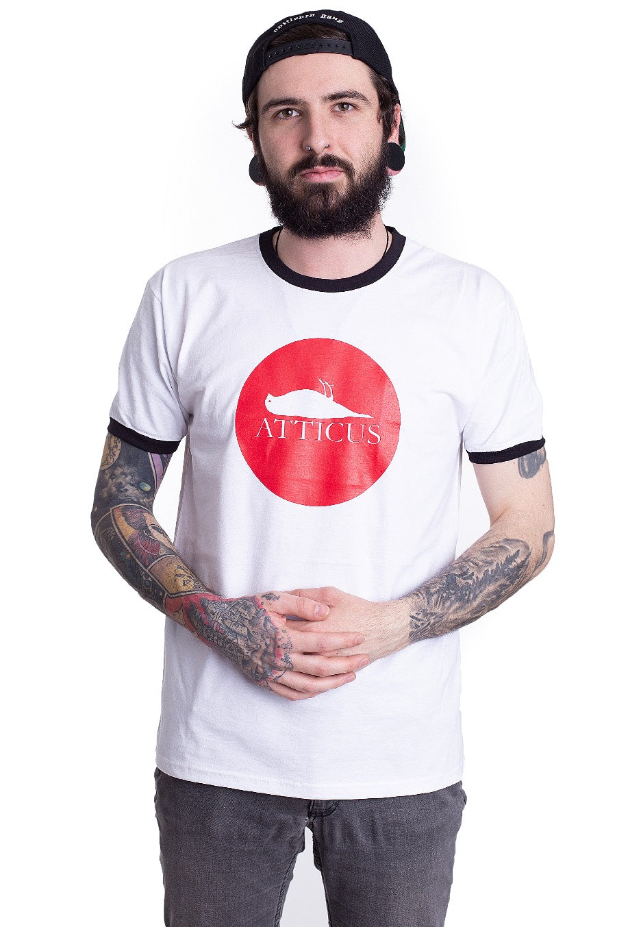 Atticus - Circle Ringer White/Black - T-Shirt | Men-Image